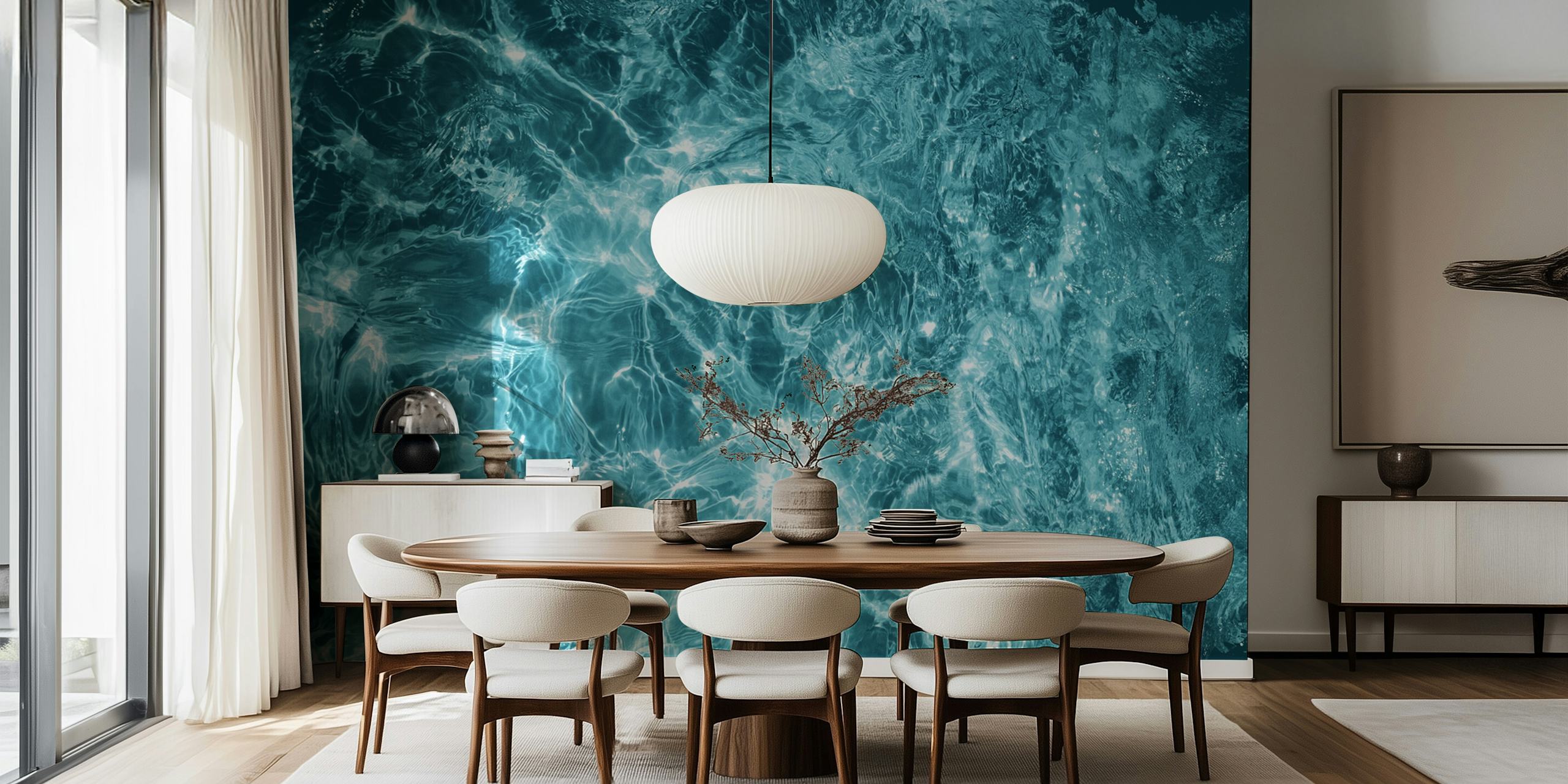 Design de papel de parede Sea Dream 1 em um quarto