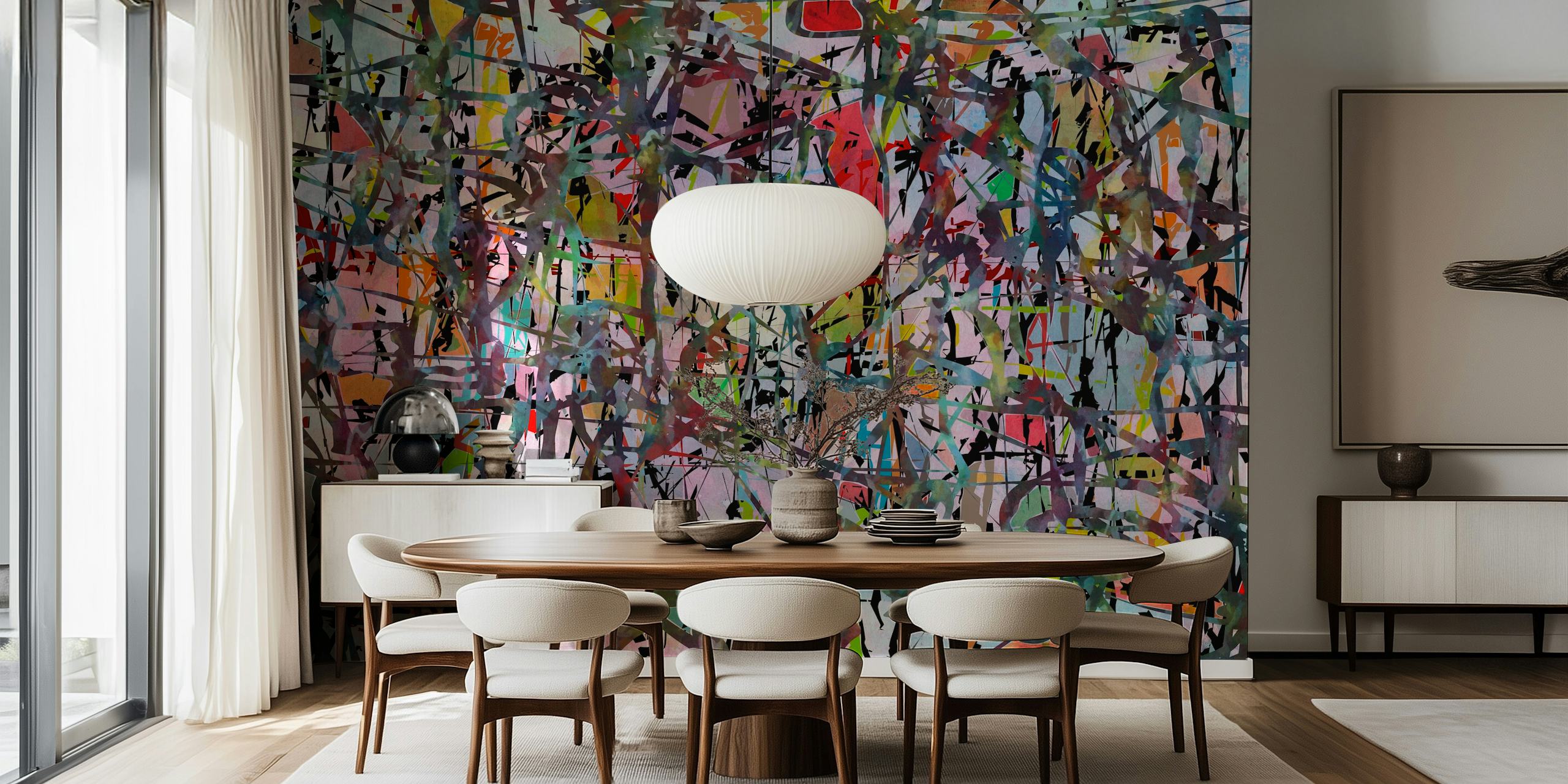 Pollock Wink 6 colorful wallpaper in a room