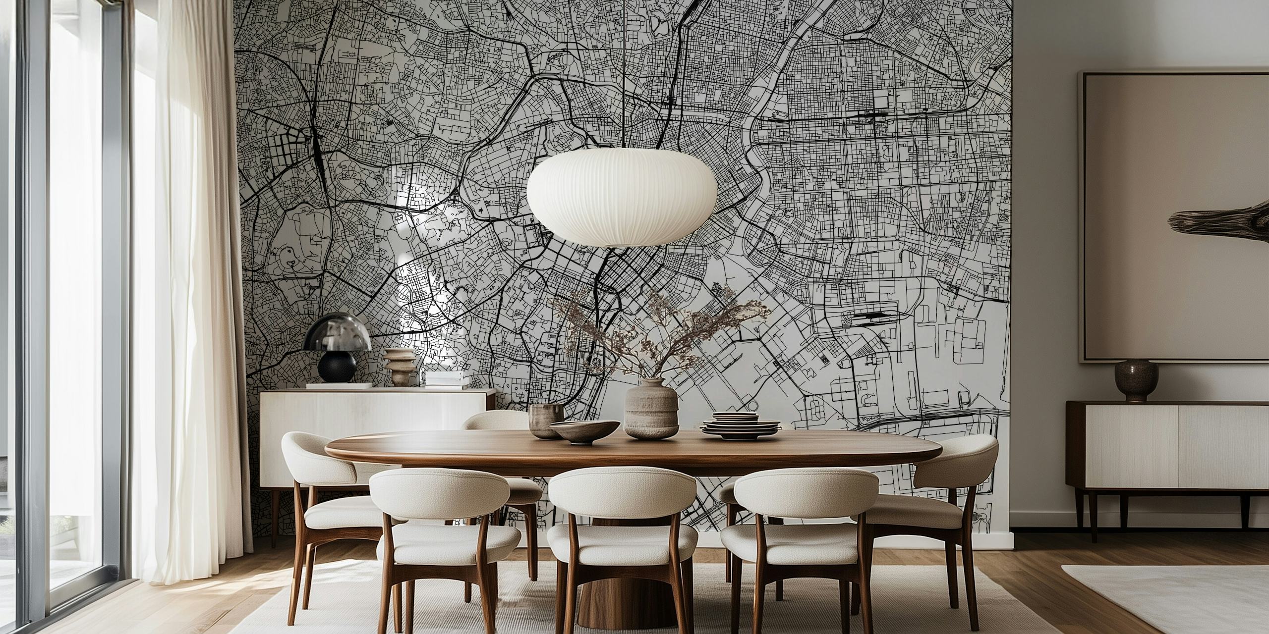 Tokyo city map black and white wallpaper