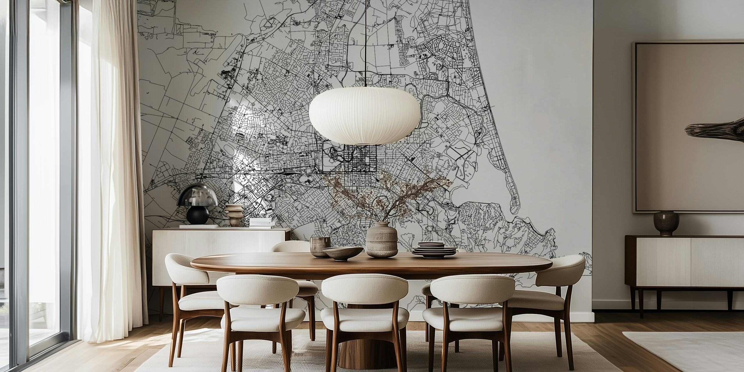 Carta da parati intricatamente dettagliata Christchurch Map per le tue pareti