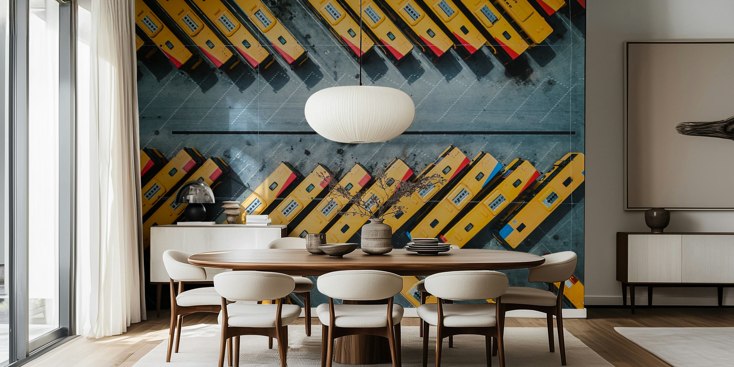 Luchtfoto van kleurrijke voertuigen