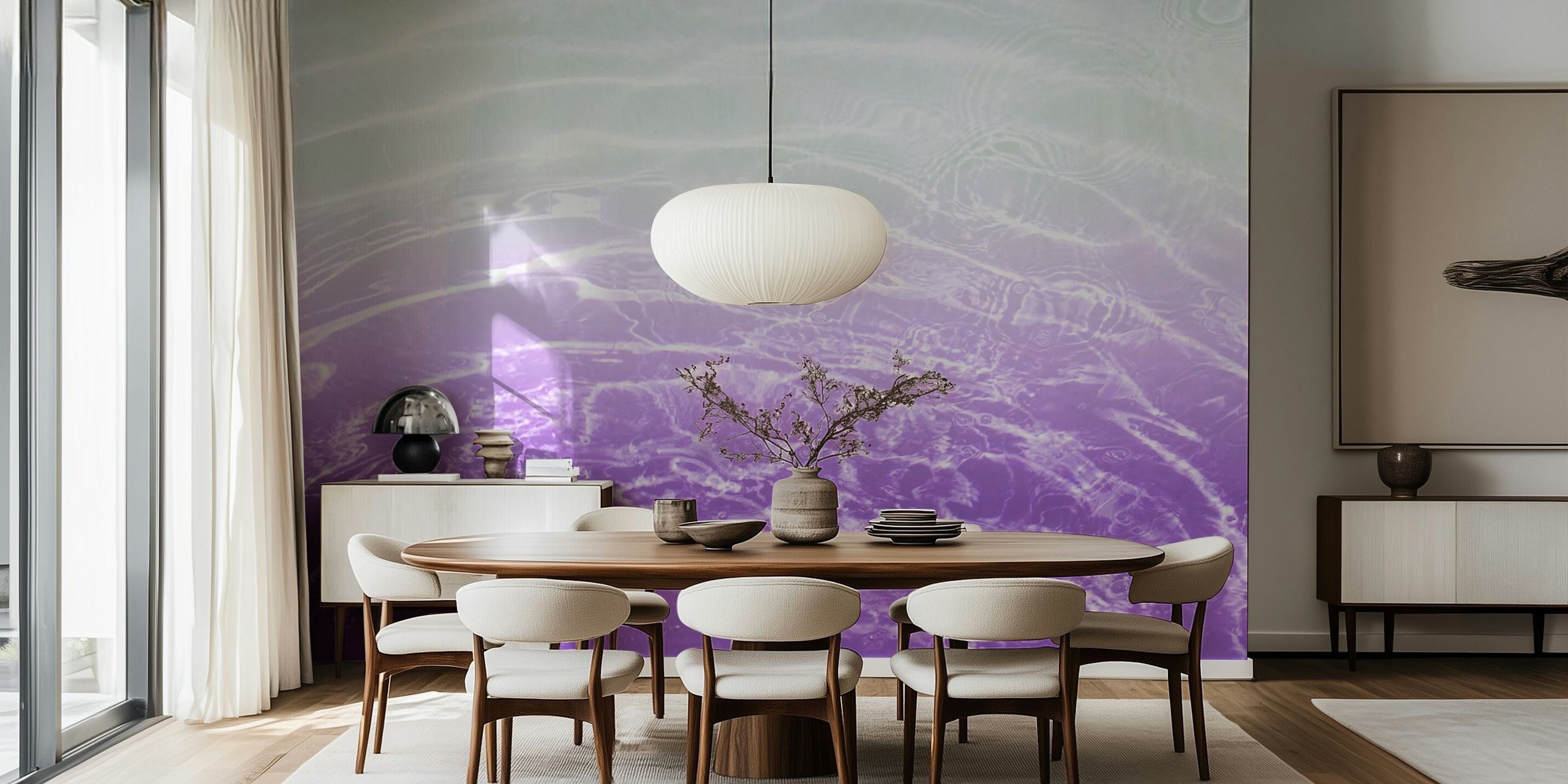 Soft Purple Gray Ocean Dream wallpaper in a room