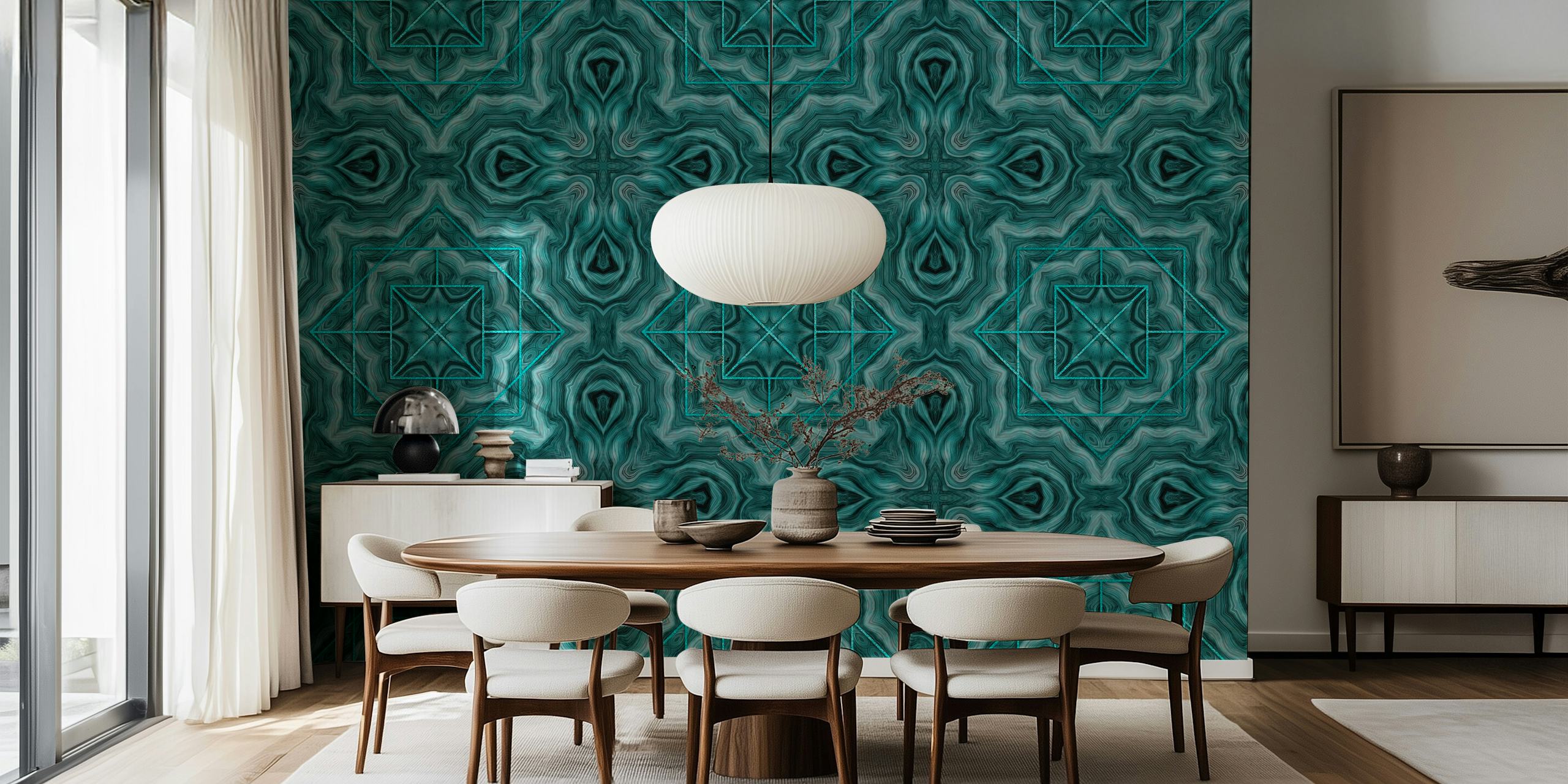 Art Deco Inspired Marble Tiles behang in een kamer
