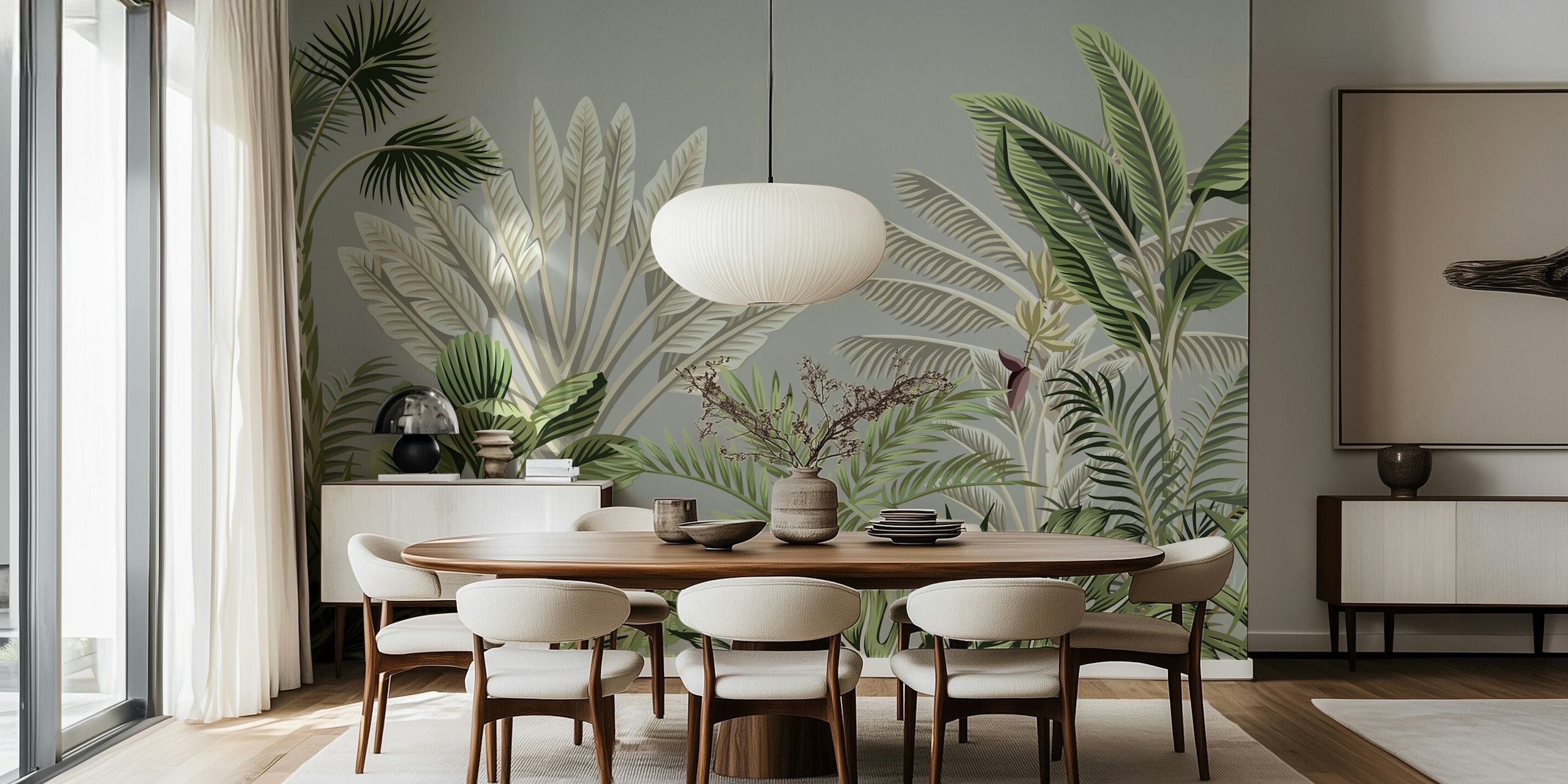 Tropical Tree tapet i ett rum