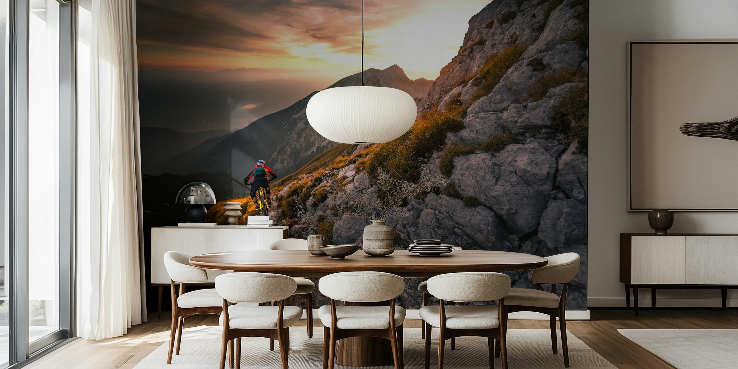 Sunset high alpine ride wallpaper in a room