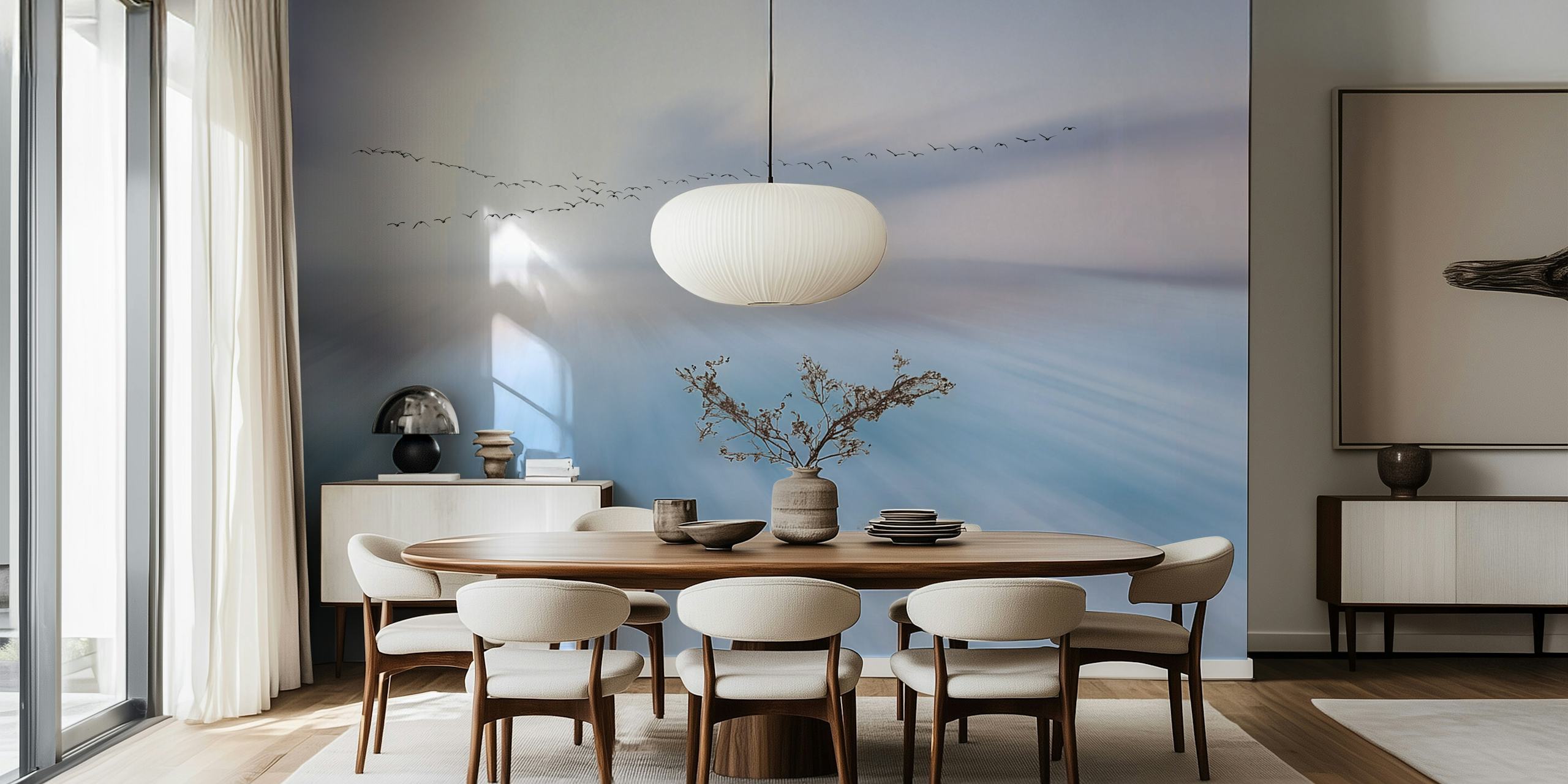 Fly over wallpaper in a serene room setting