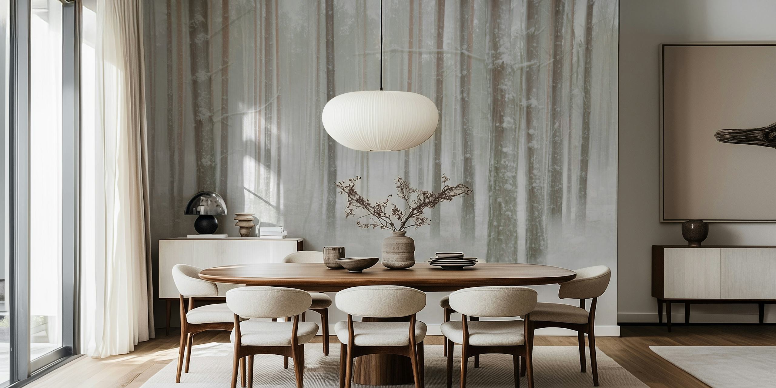 Papel pintado Winterforest en una habitación