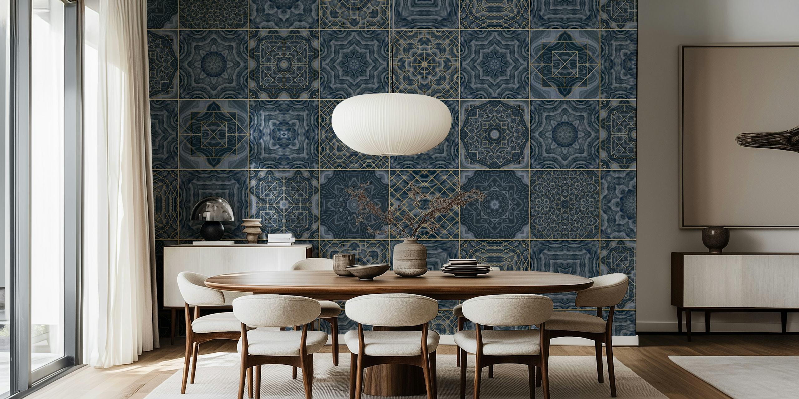 Μια βιτρίνα του σχεδίου Gold Moroccan Tiles Wallpaper