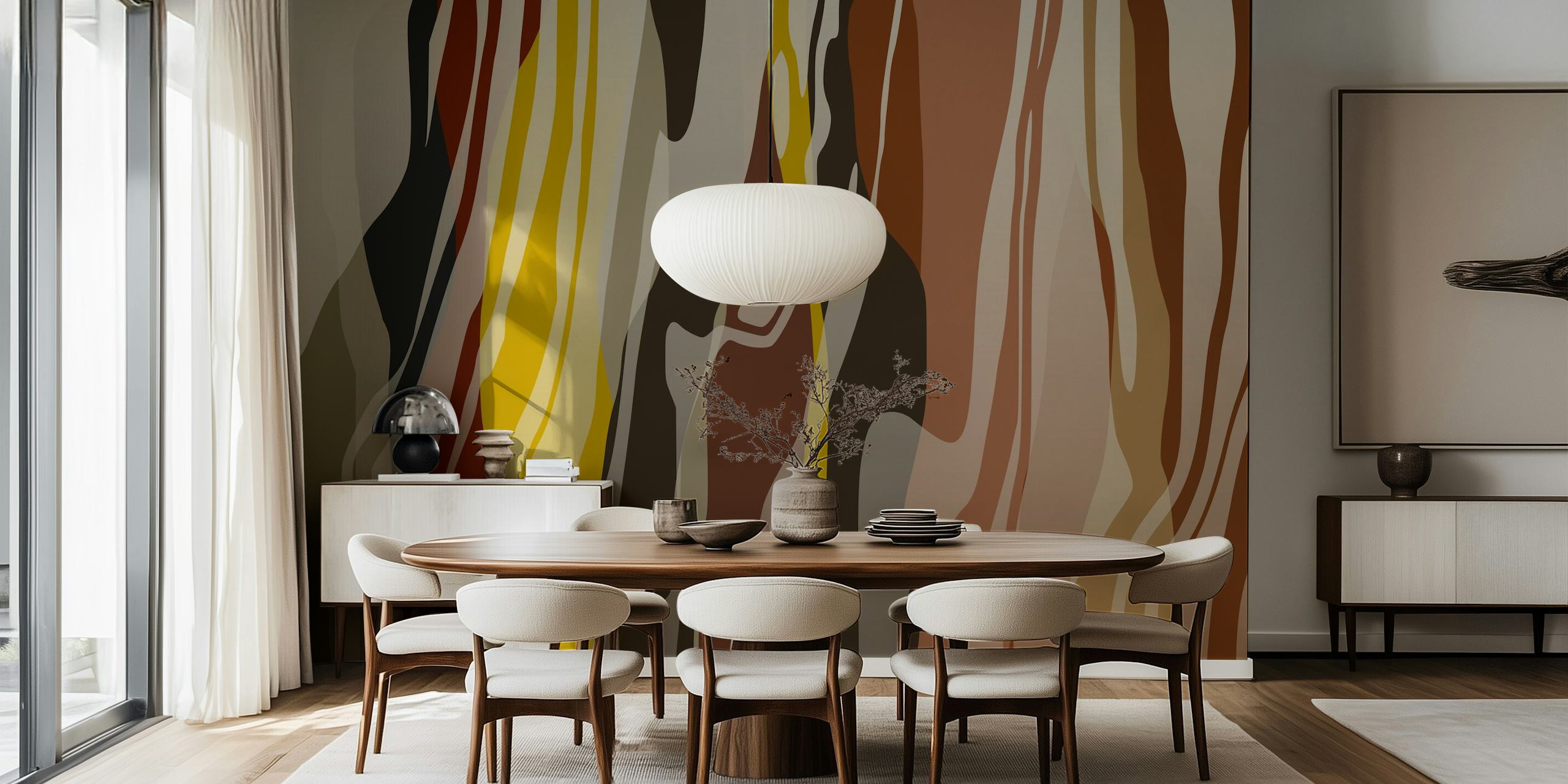 Abstract pattern wallpaper in a room setting