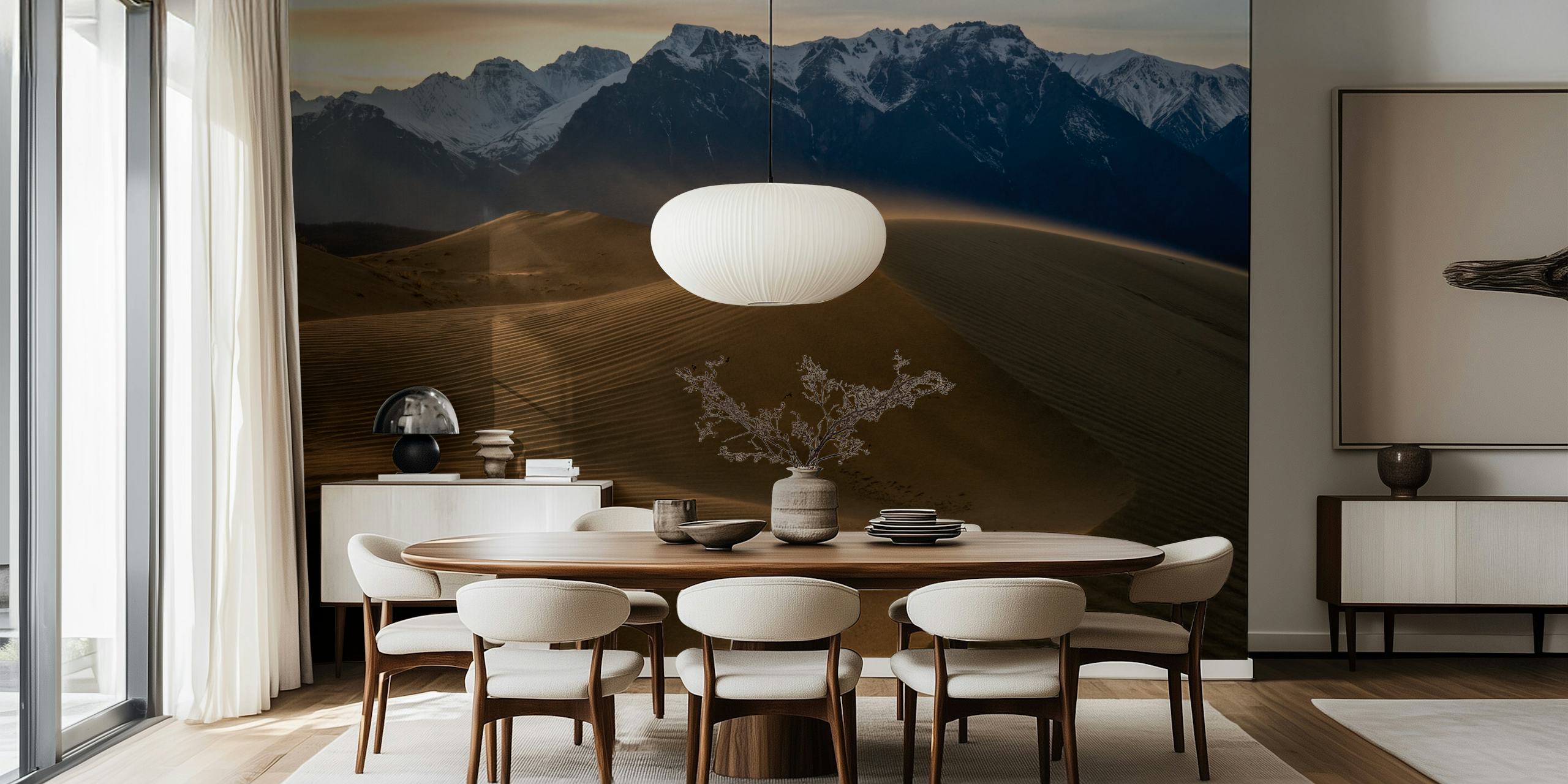 Sunset wind wallpaper displayed in a room