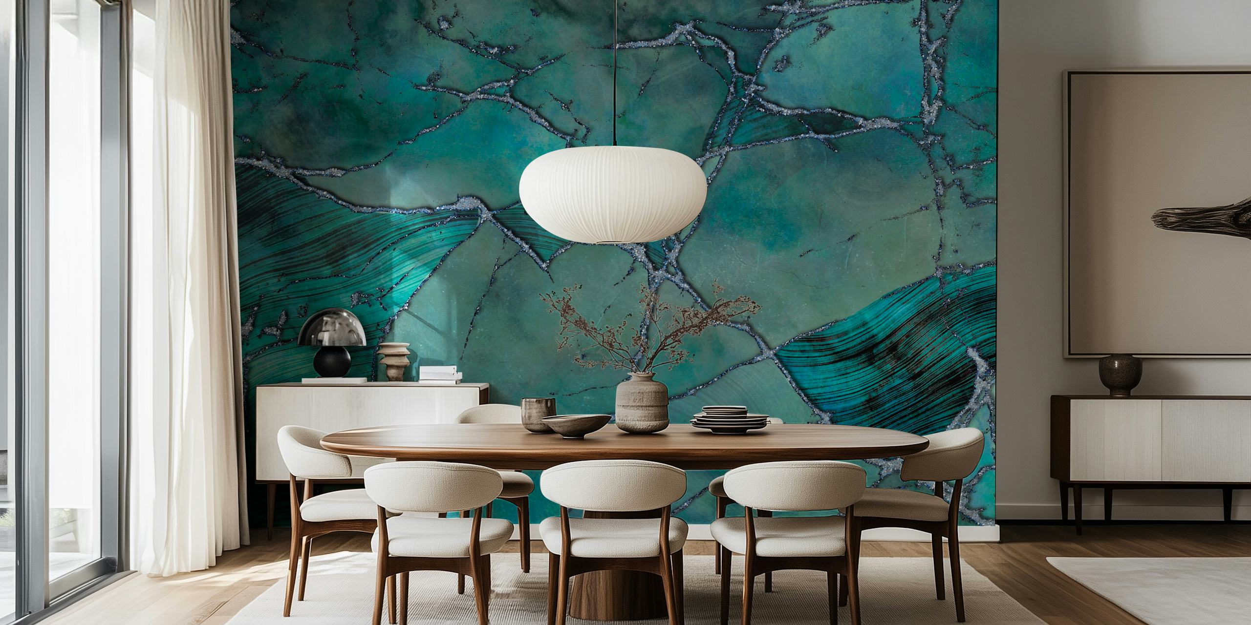 Teal Marble Gemstone Luxury Wall Mural with Rich Hues