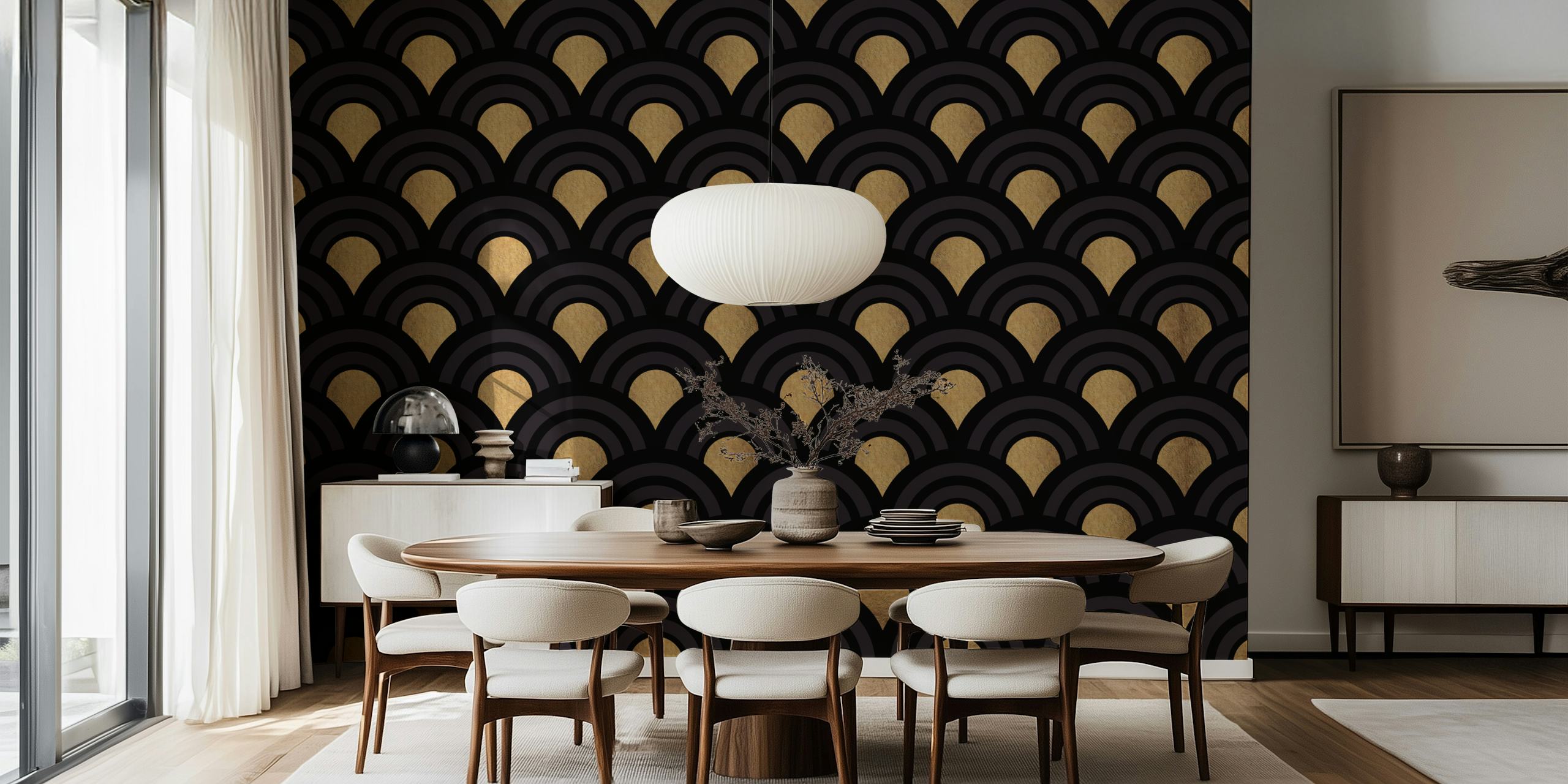 Art Deco Dark Arches wallpaper in a room