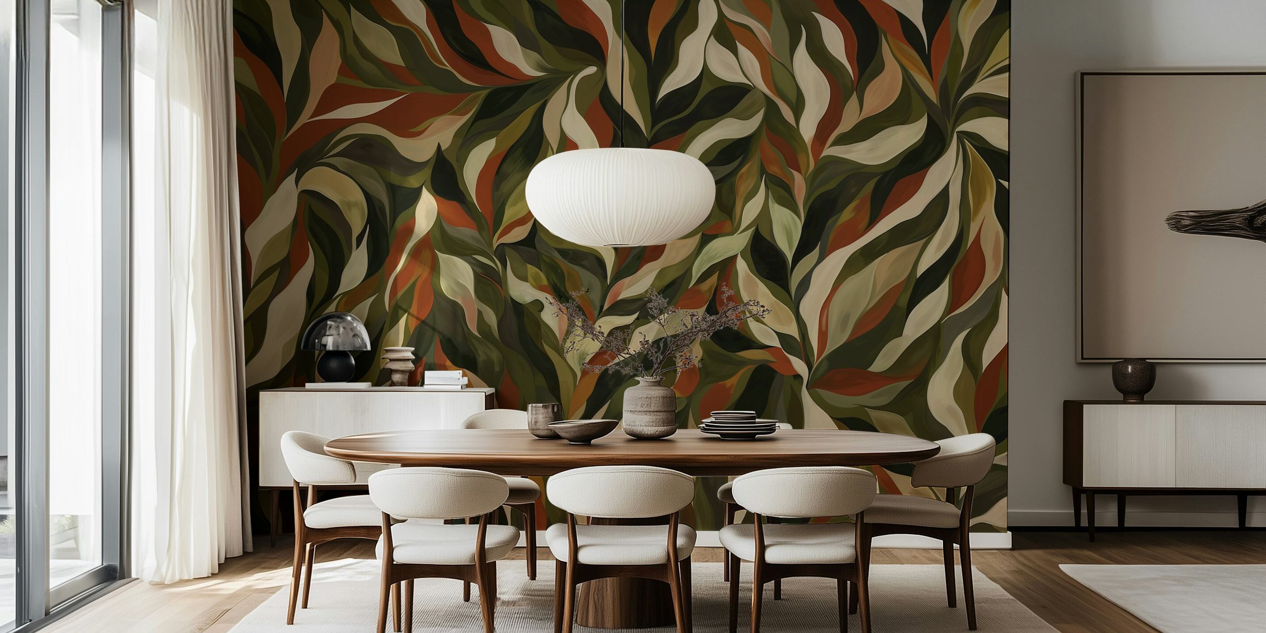 Papel de parede Autumn Leaf Symphony em um quarto