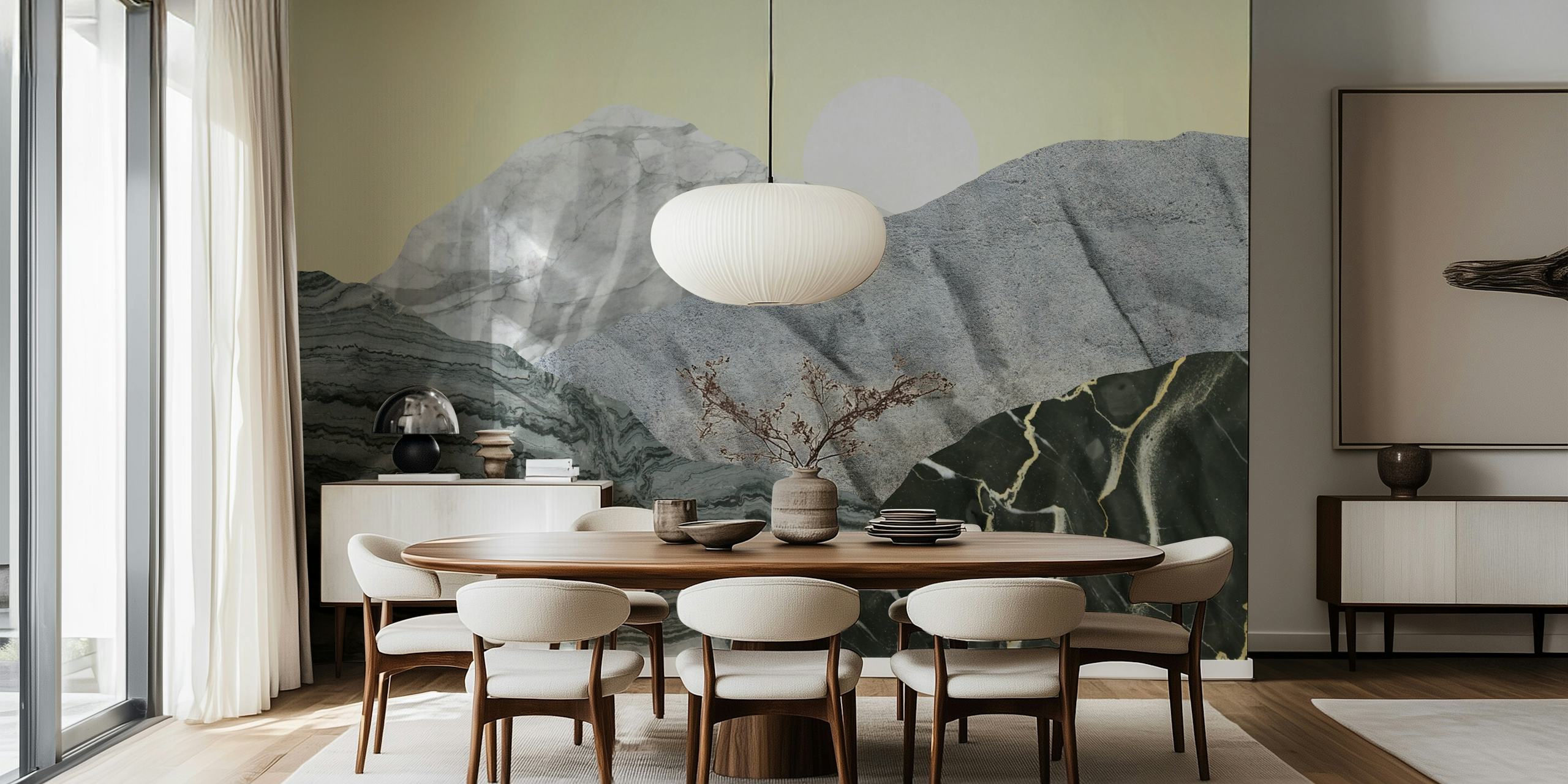 Marble Landscape III behang in een kamer