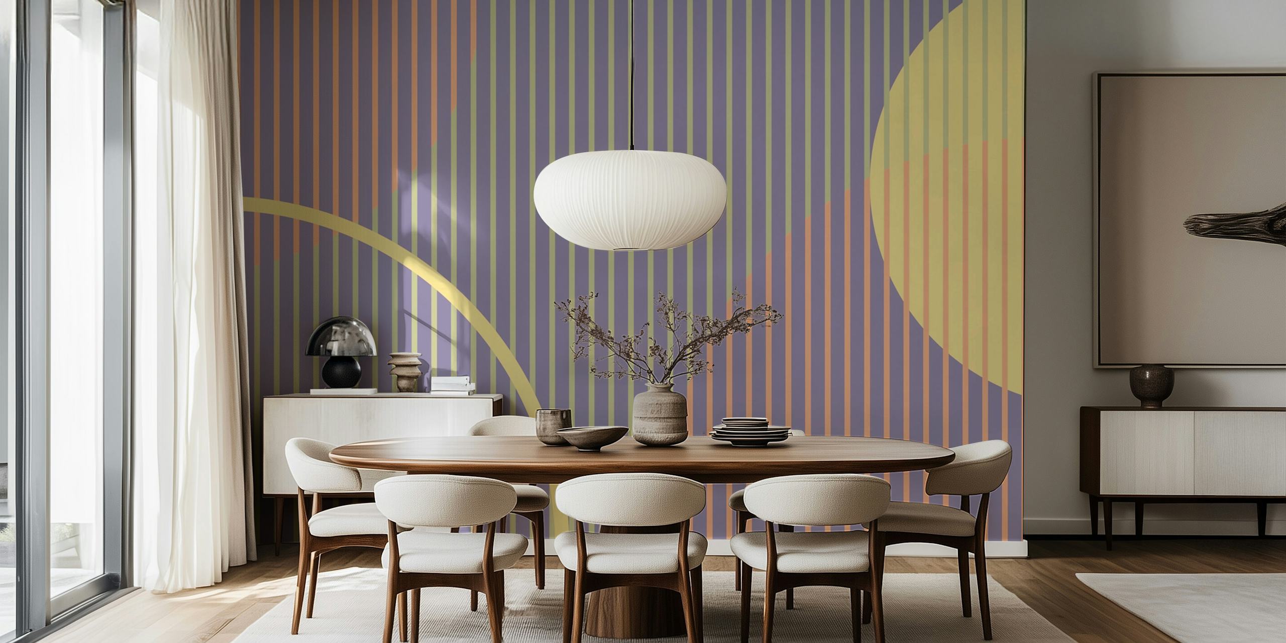 Geometric floral wallpaper in einem Raum
