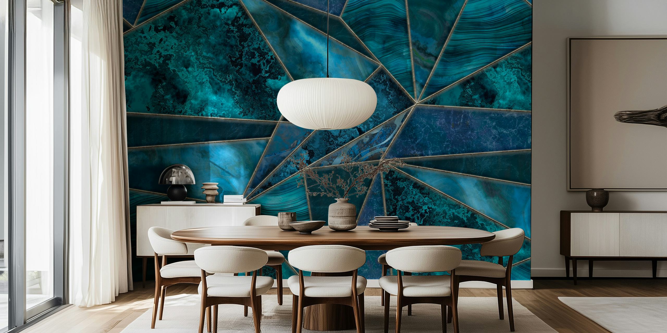 Stained Glass Gemstone Marble papel de parede em um quarto