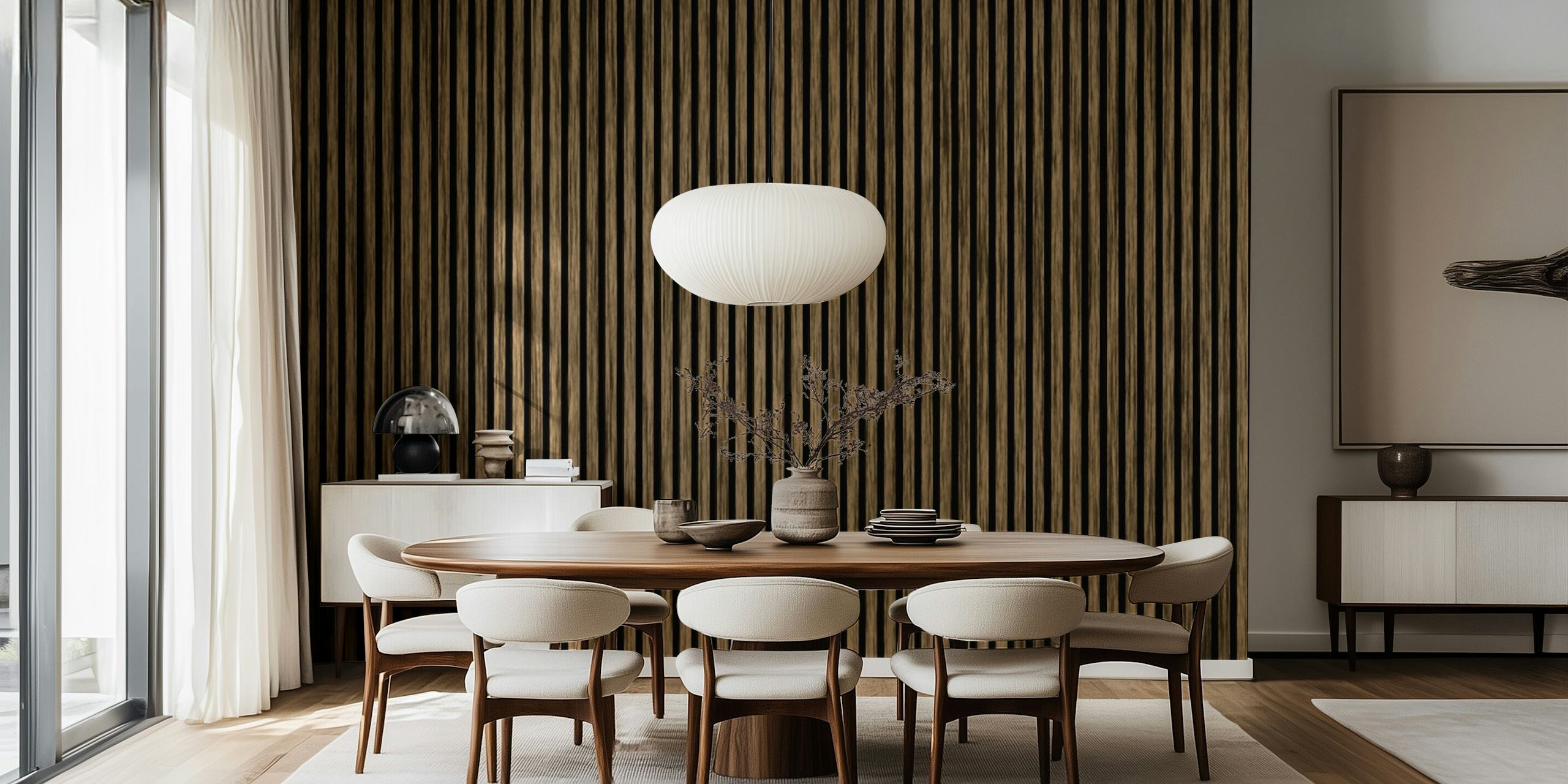 Tapeta Rustic Oak Slat Vintage v místnosti