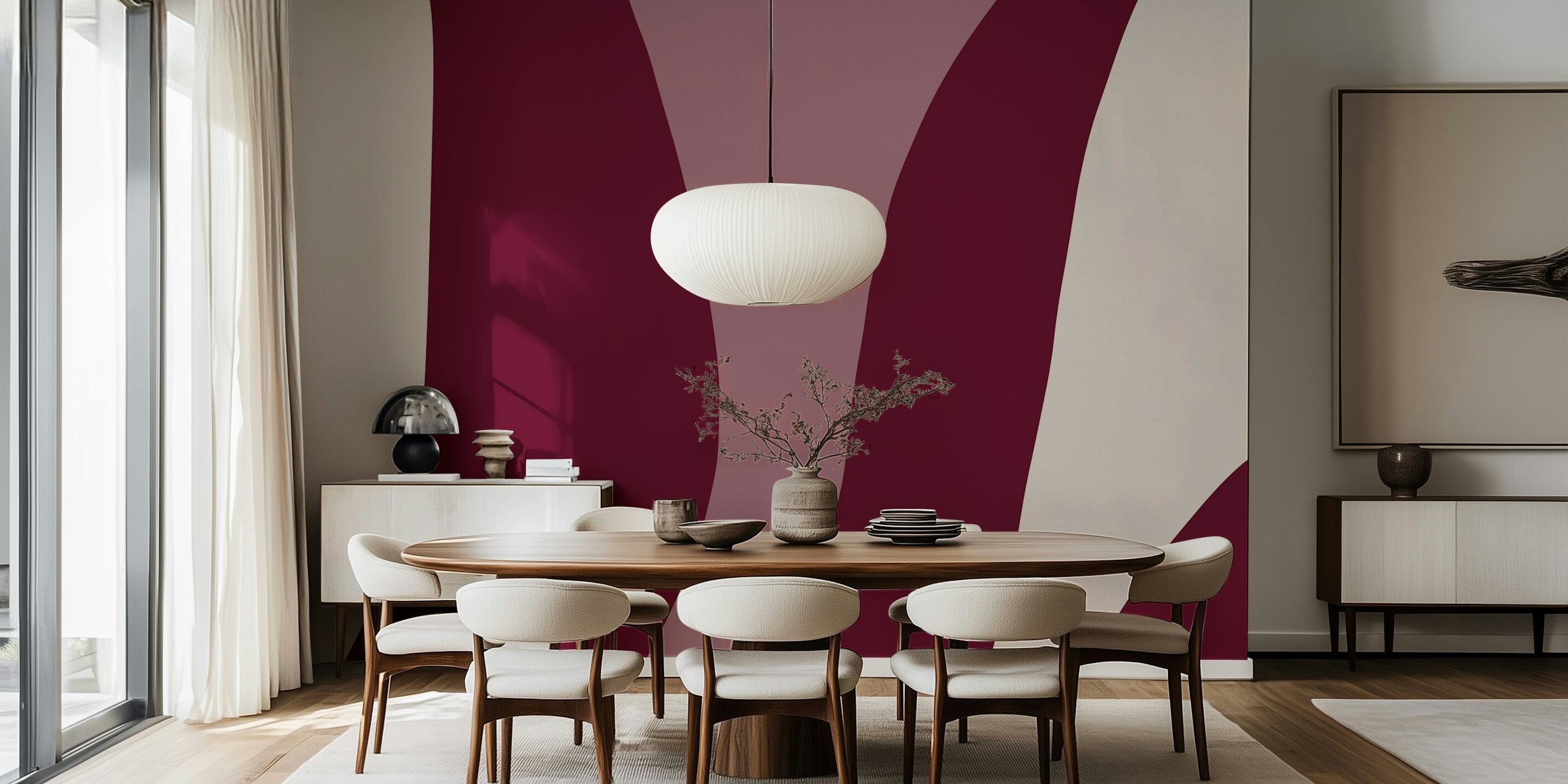 Elegant Burgundy Waves tapet i et rom