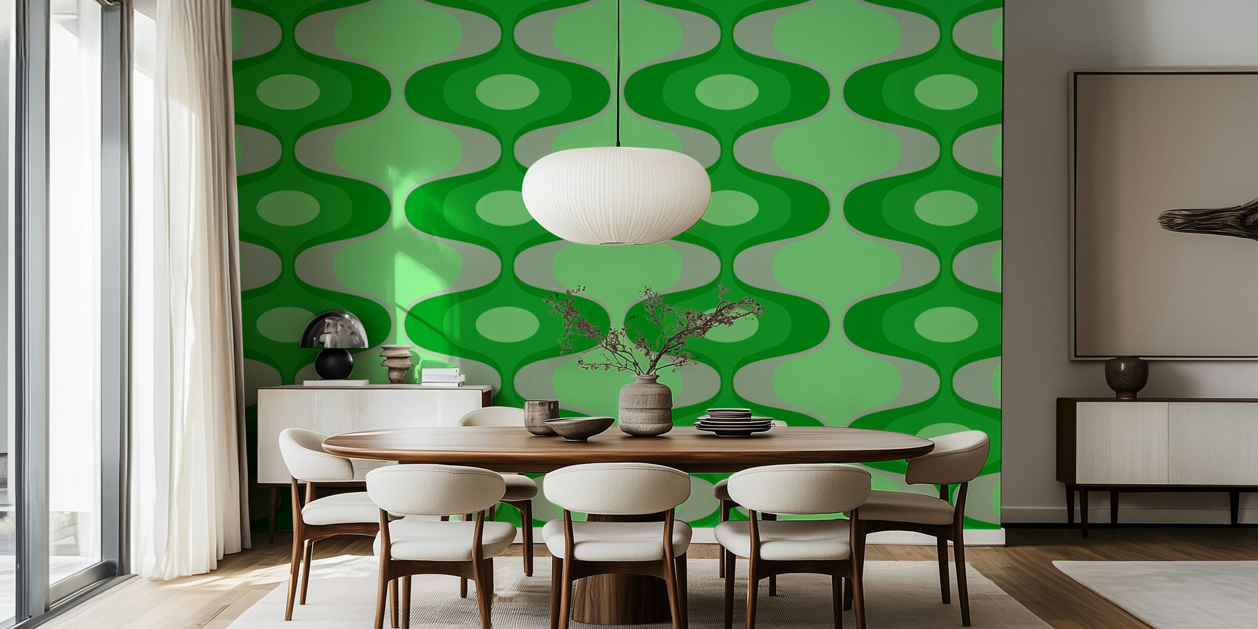 Carta da parati Vivid Green Geometric Abstract in una stanza