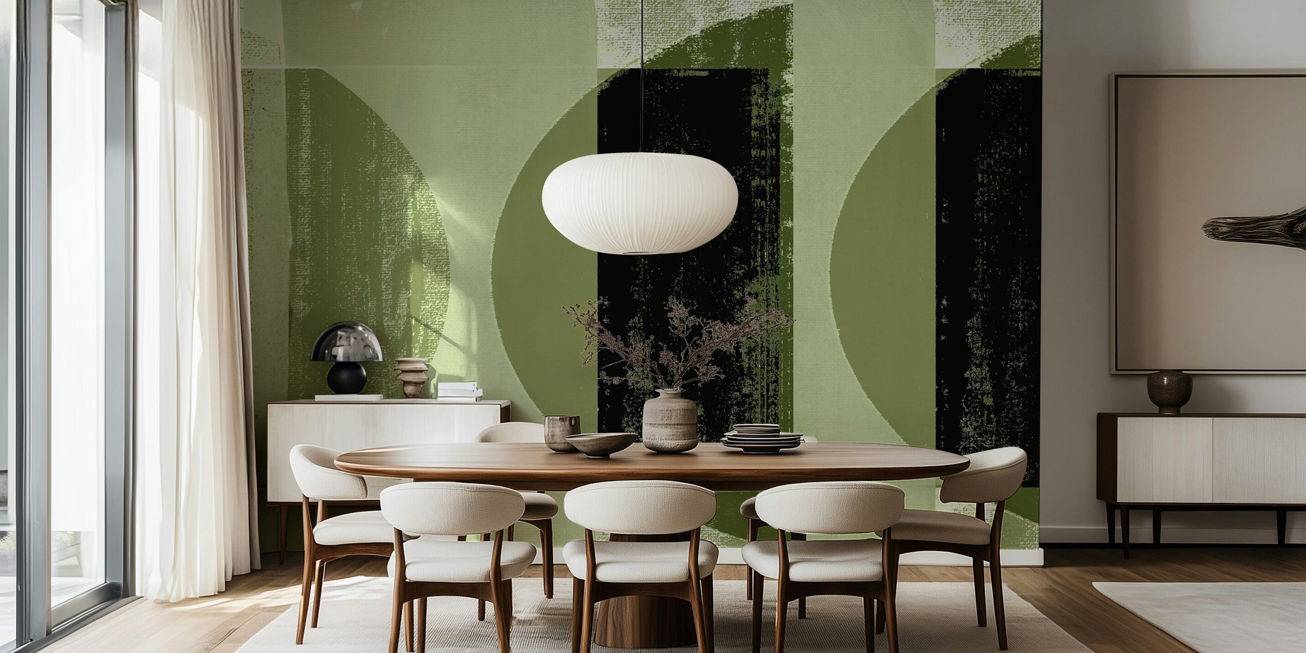 Geometric Contrast Rounds tapet i et rom