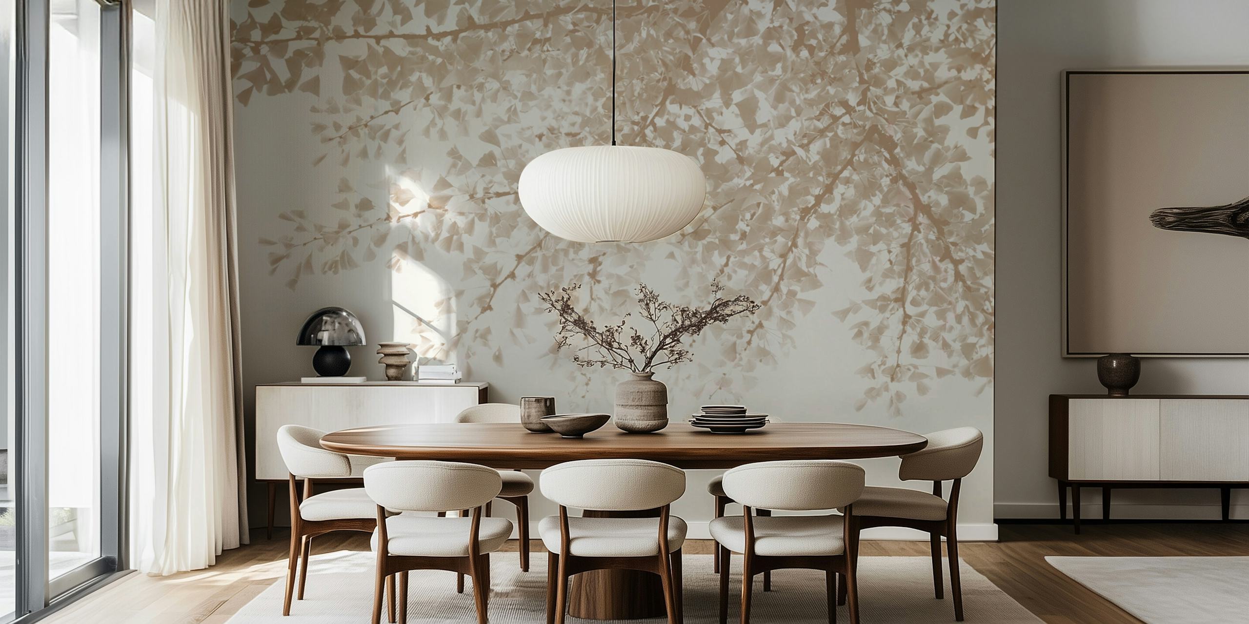 Ginkgo Leaves Dream 6 behang in een kamer