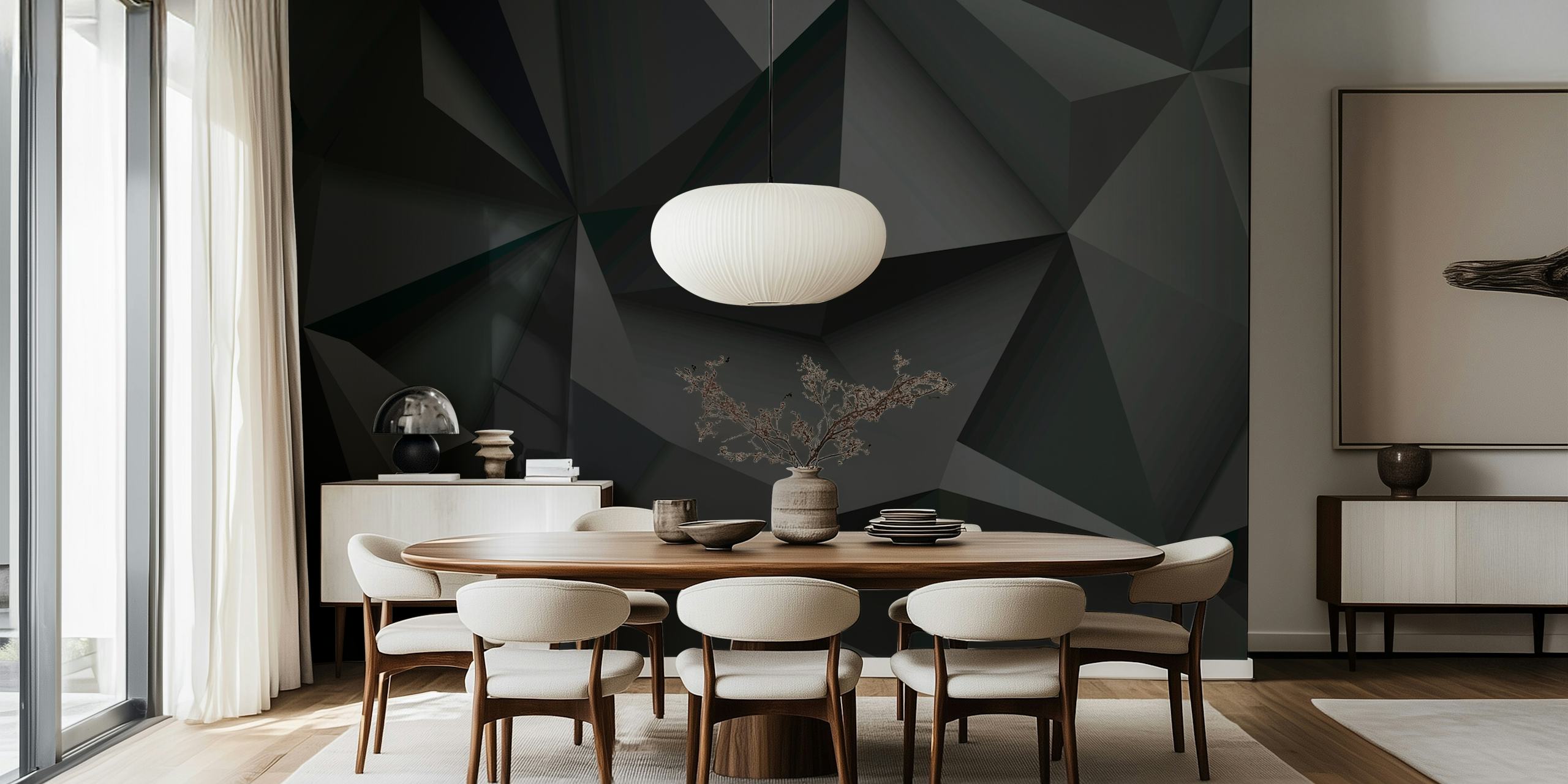 Geometric Monochrome Mosaic tapet i ett rum