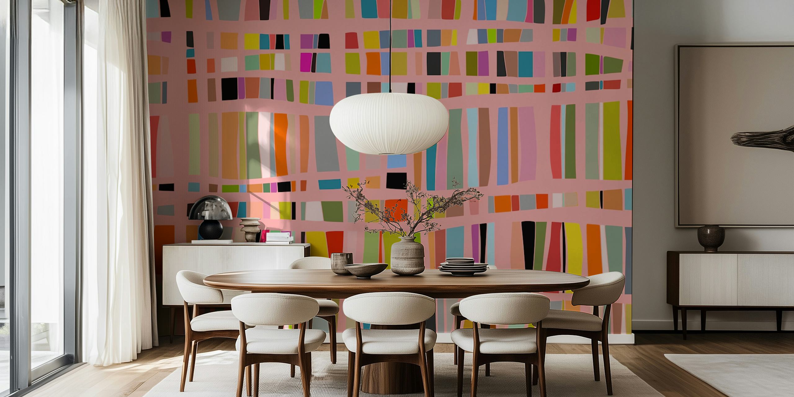 Tapeta Mosaic Color Lines 2 w pokoju