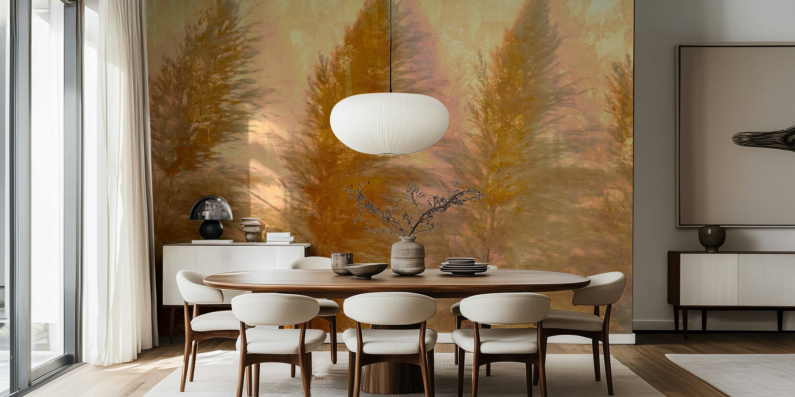 Tapeta Golden Hues Flora v pokoji