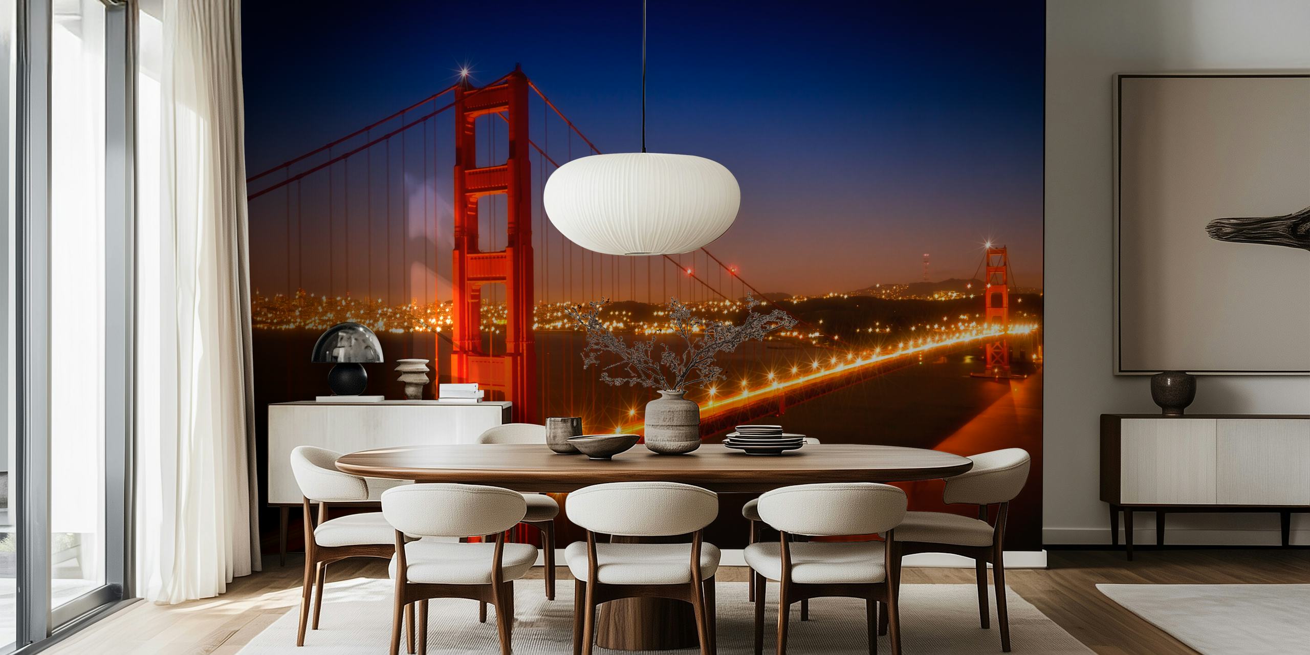 Golden Gate Bridge night view with bright lights wallpaper