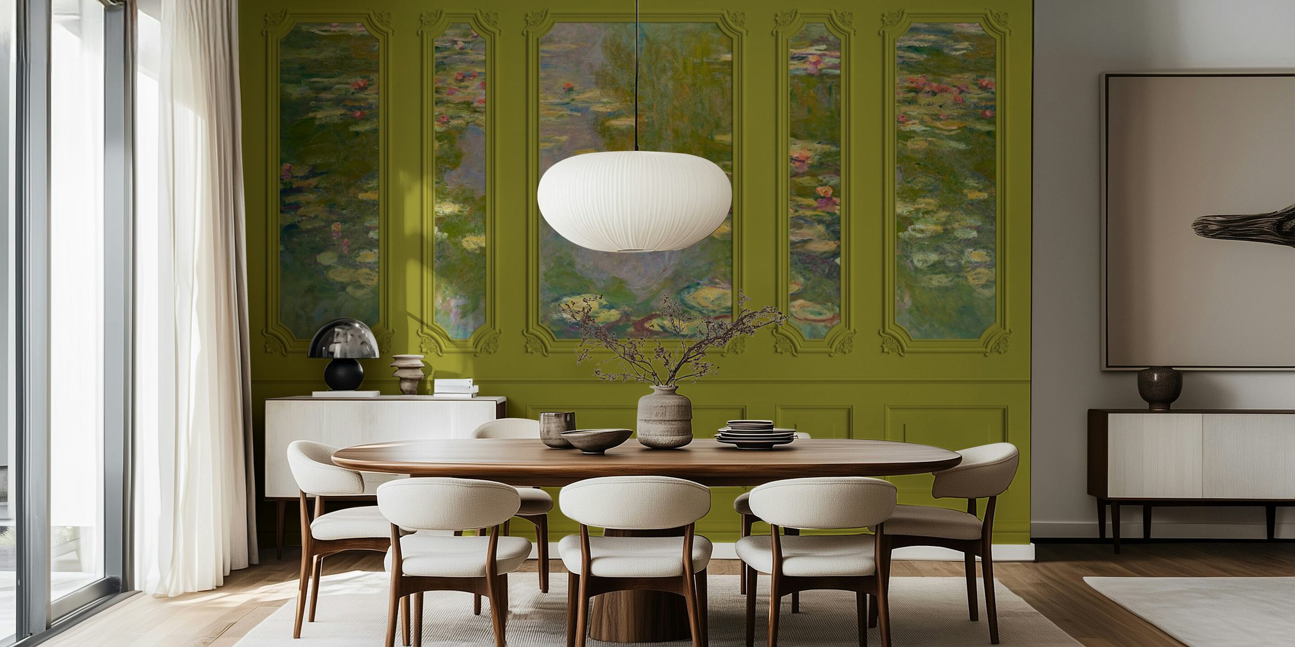 Monet Pond Green Lilies Oasis tapet i et rum