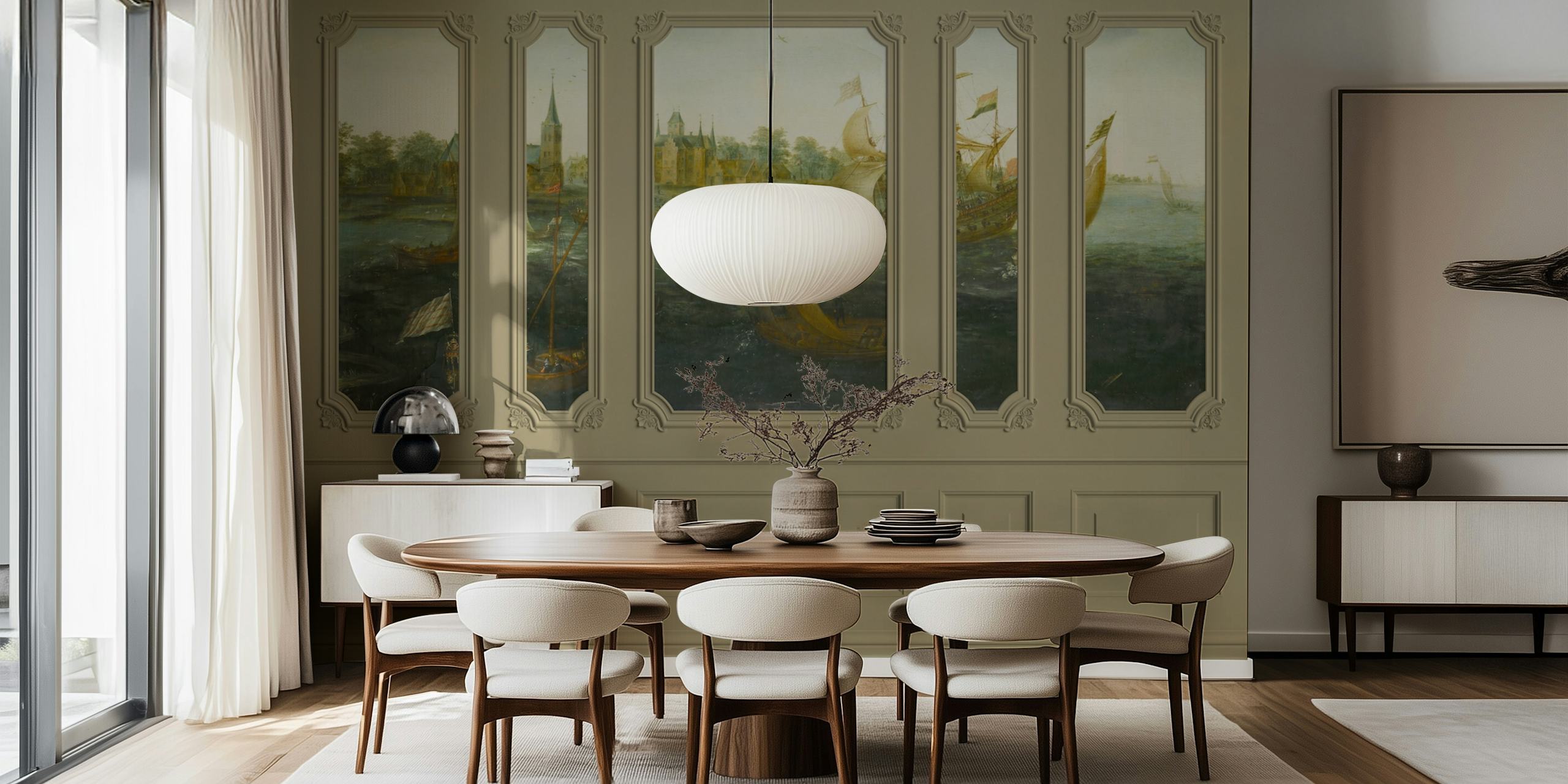 Vintage Maritime wallpaper u postavci sobe