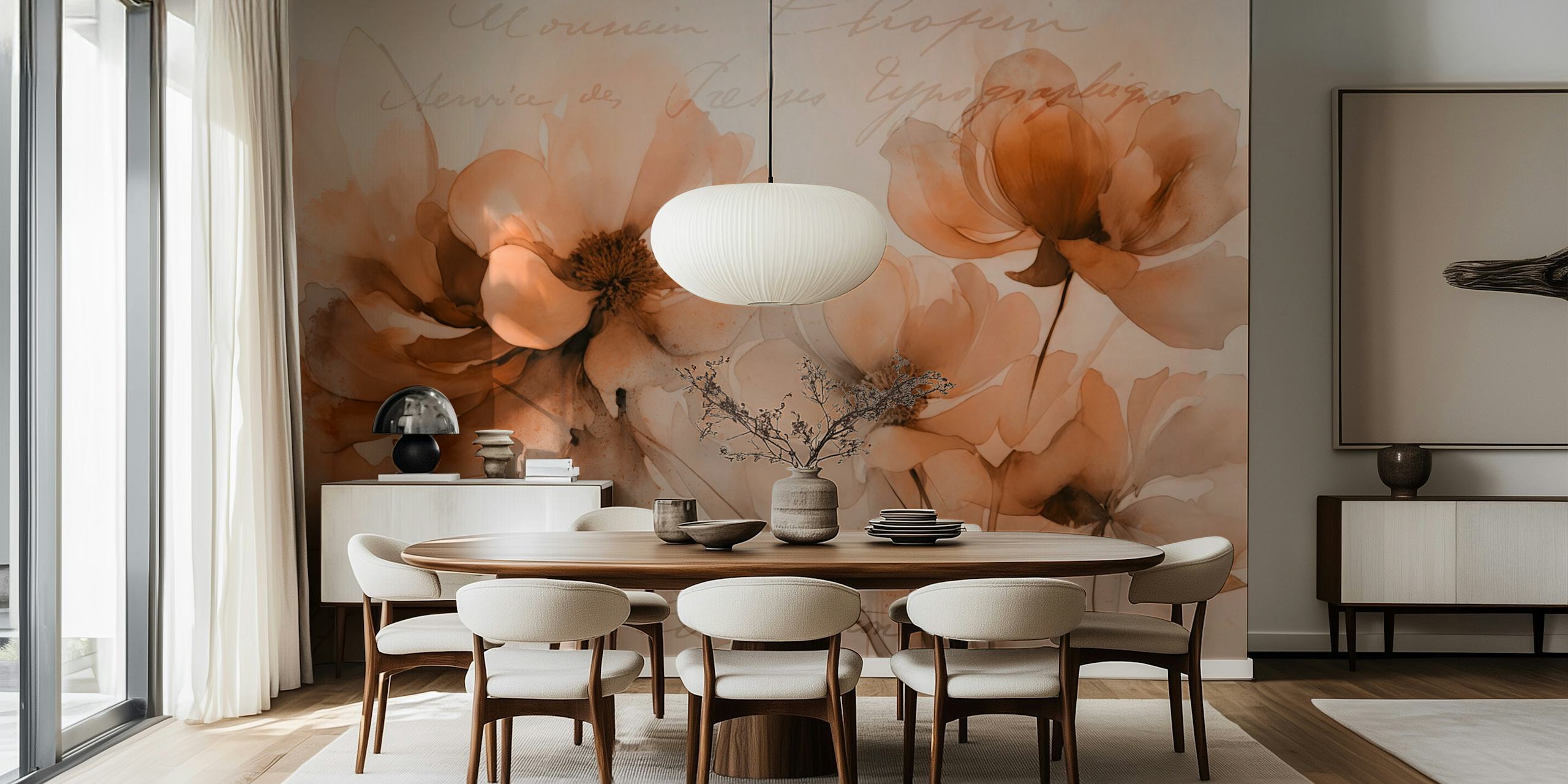 Vintage Blossom Memories floral wallpaper in a room