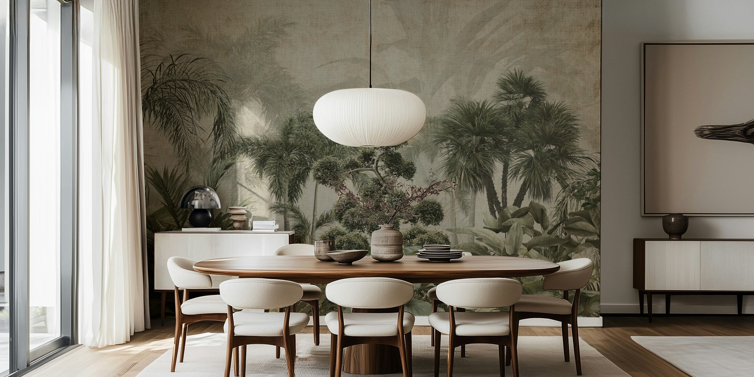 Vintage Palm Paradise wallpaper in a room