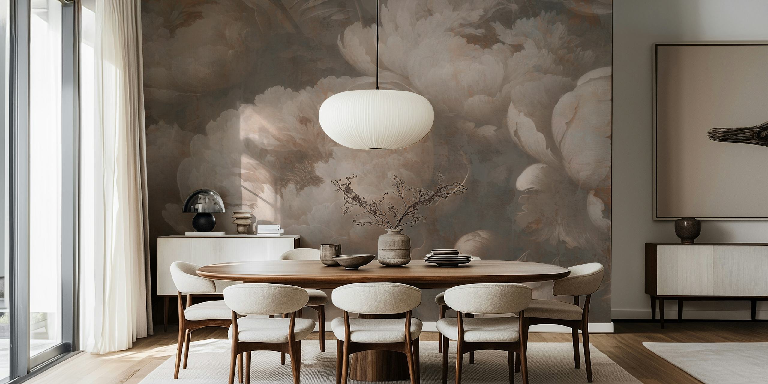 Vintage Peony Delight behang in een kamer