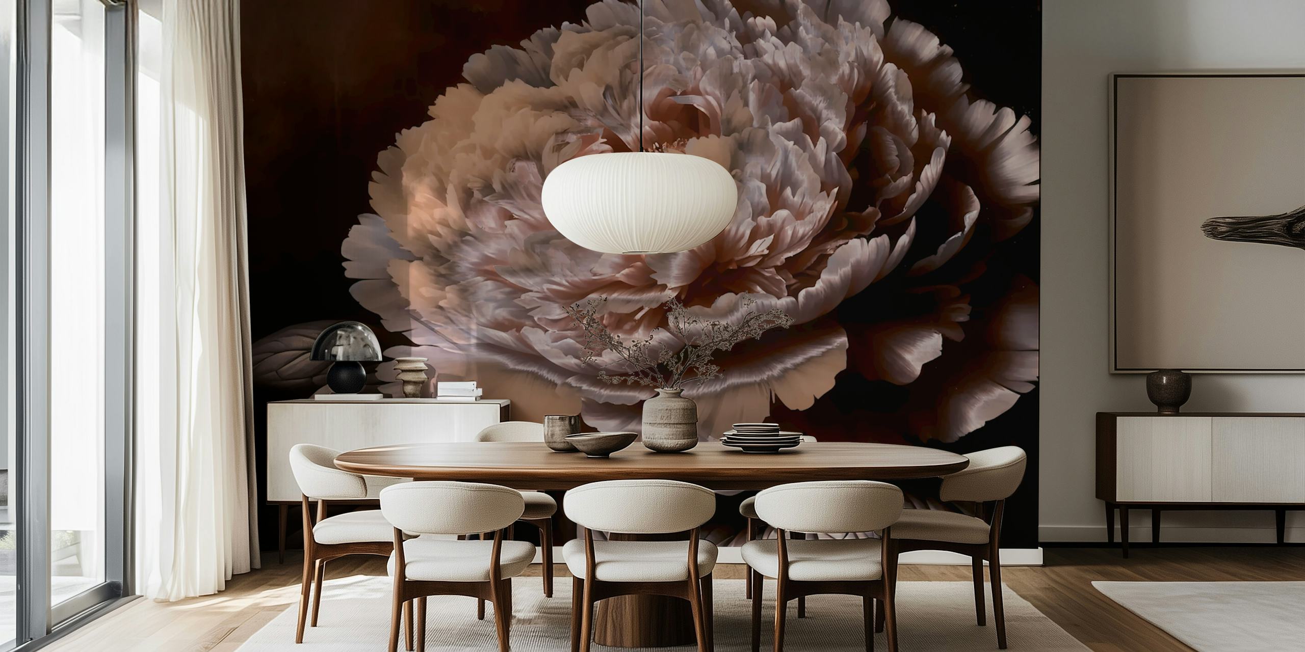 Majestic Silken Floral wallpaper displayed in a room