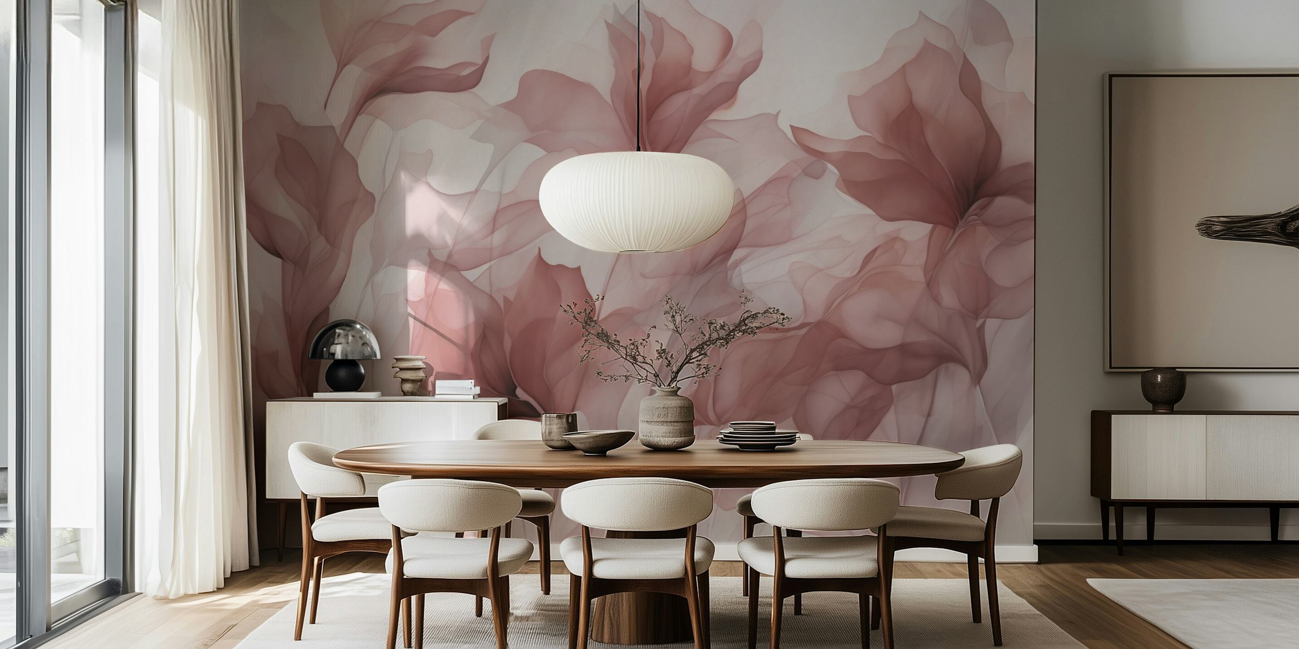 Papel pintado Ethereal Mauve Blossom Dreams en una habitación