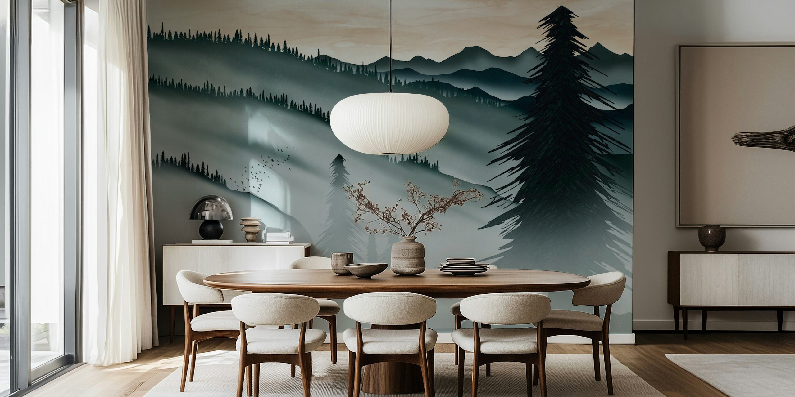 Northern Land wallpaper featuring mountains and trees