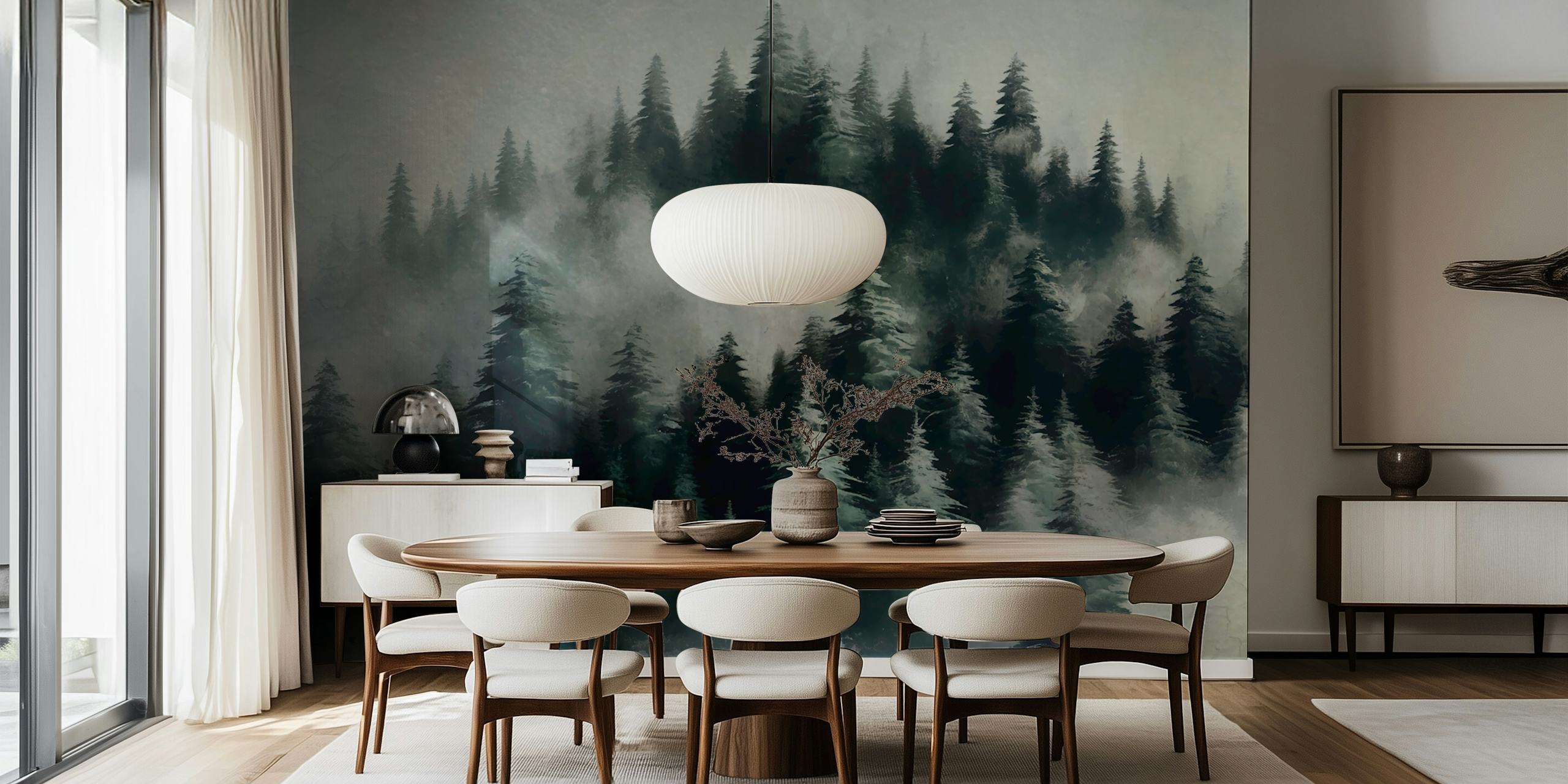 Misty Forest Ambience-tapet i et rom