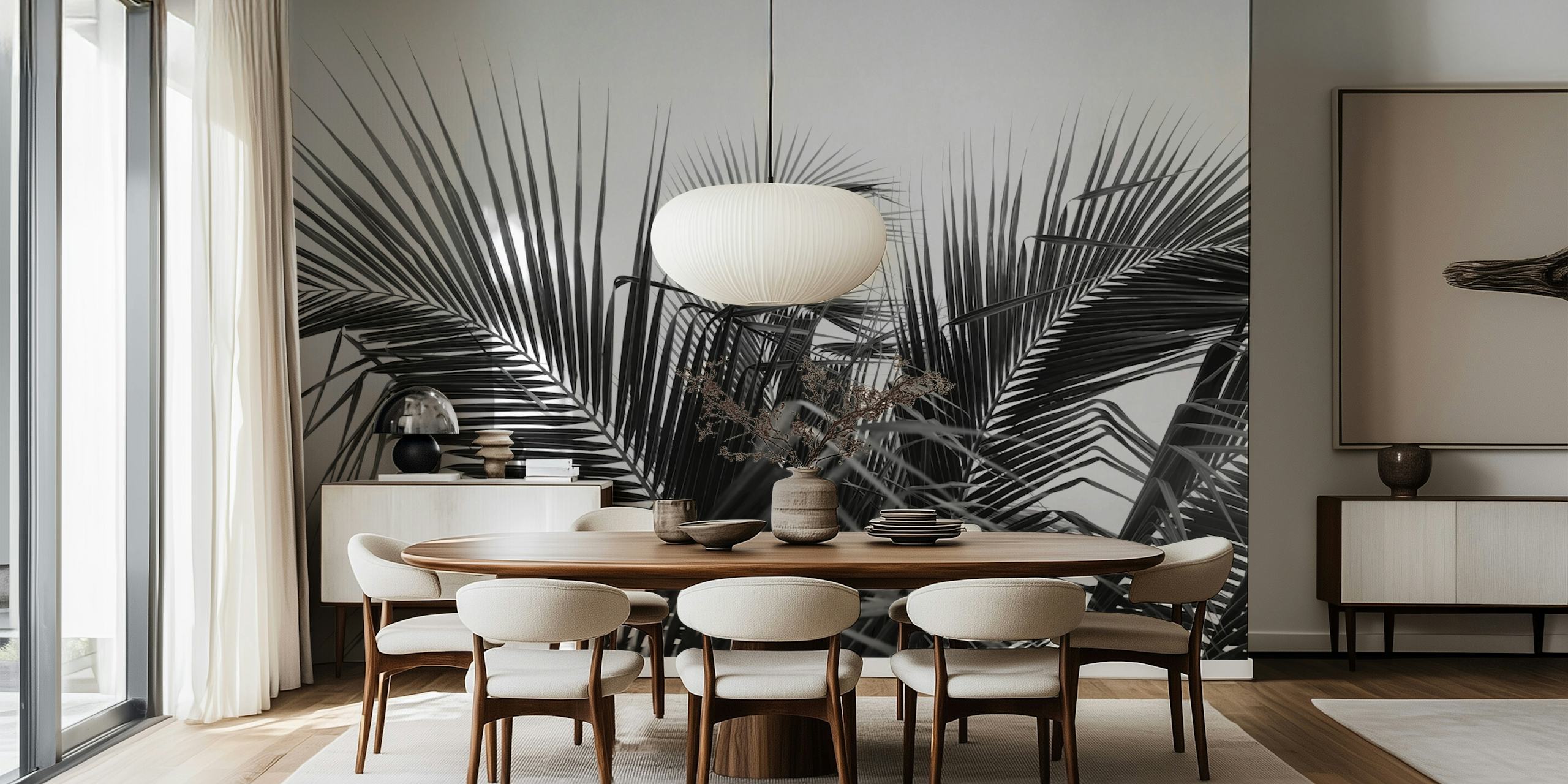Lush Caribbean palms wallpaper in a room