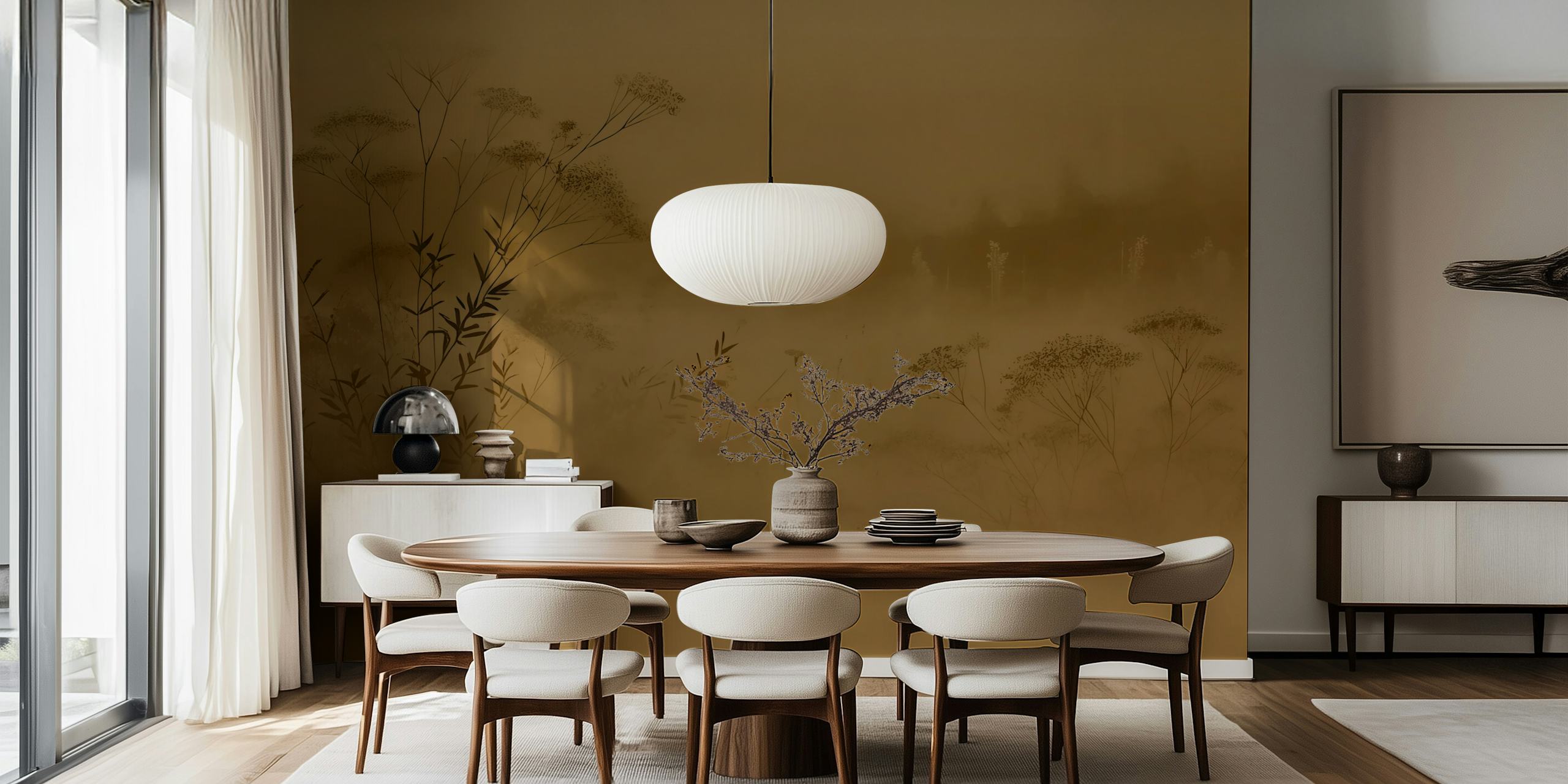 Moody Meadow Silence wallpaper displayed in a room