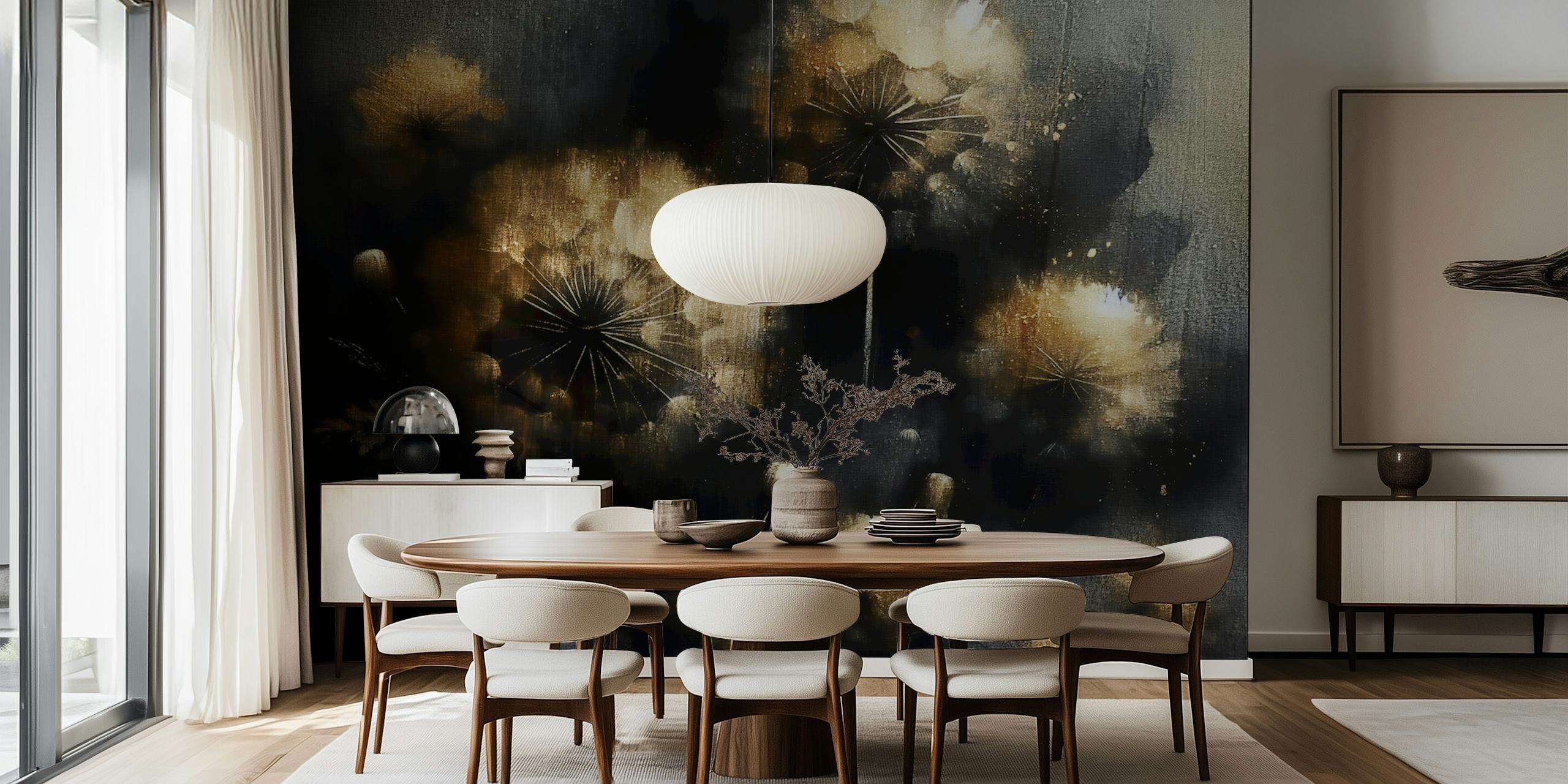 Golden Dandelion Dreams wallpaper design