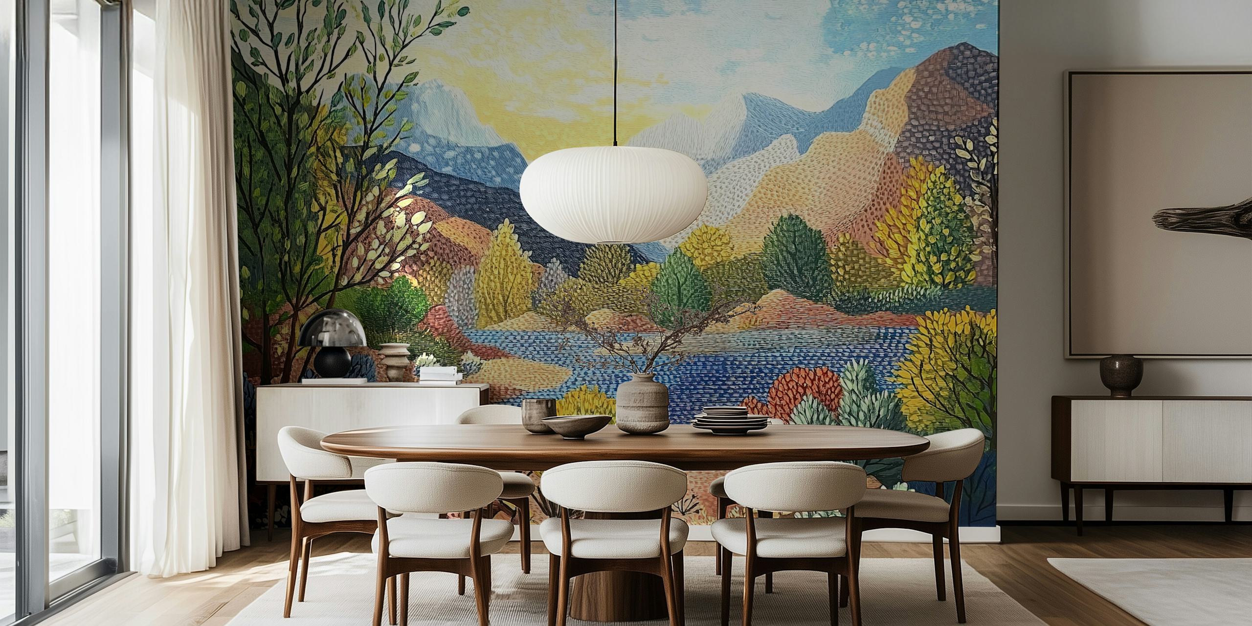 Vincent Landscape wallpaper vibrante in una stanza