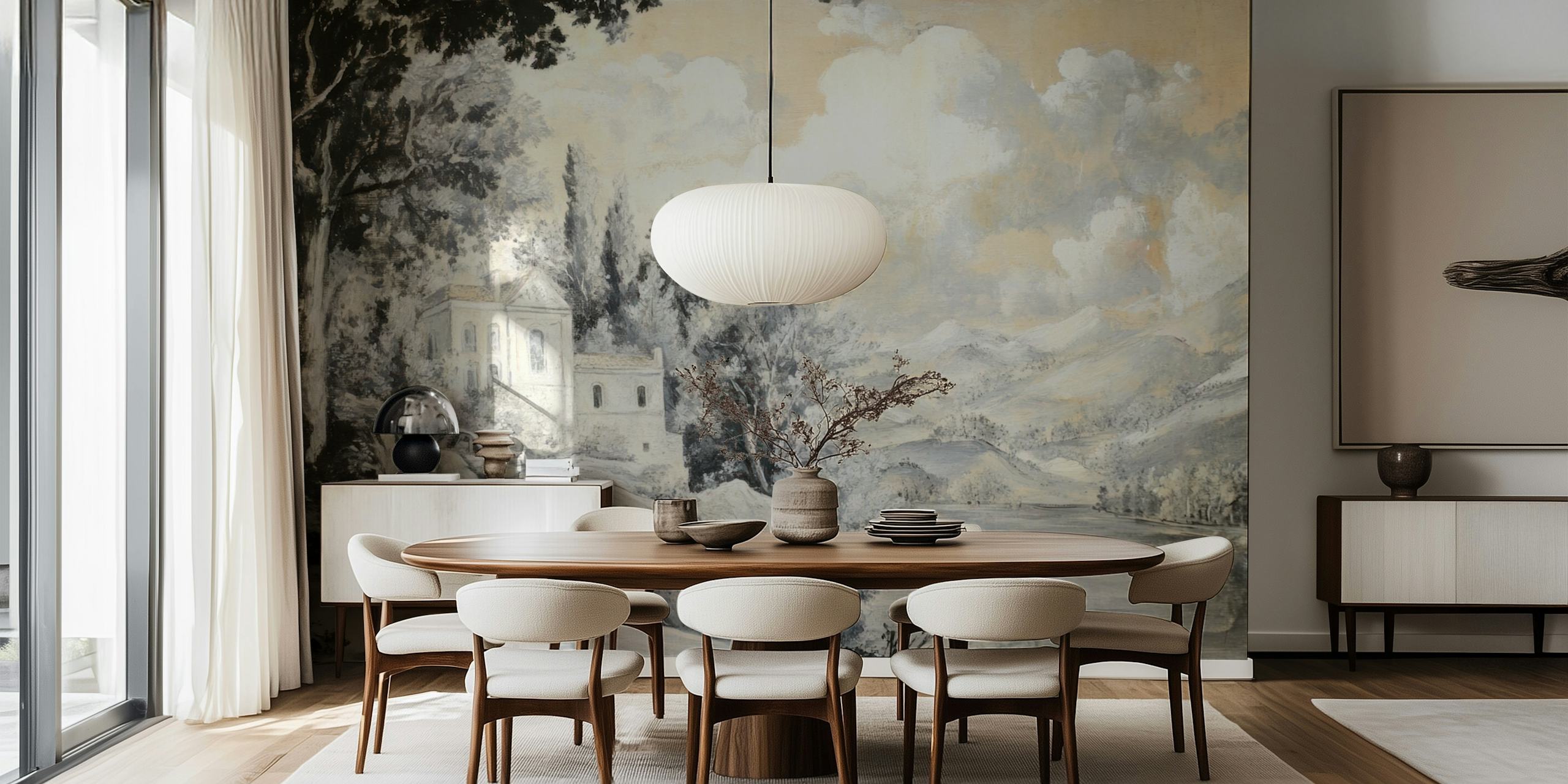 Historic Lakeview Scene tapetti huoneessa
