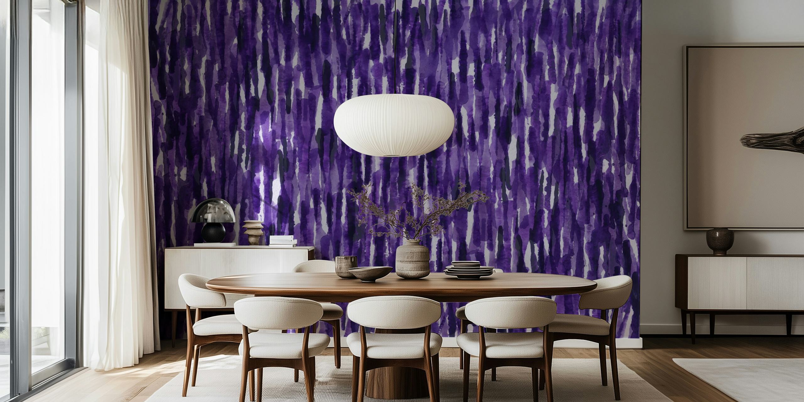 Purple watercolor rainfall vertical pattern wallpaper