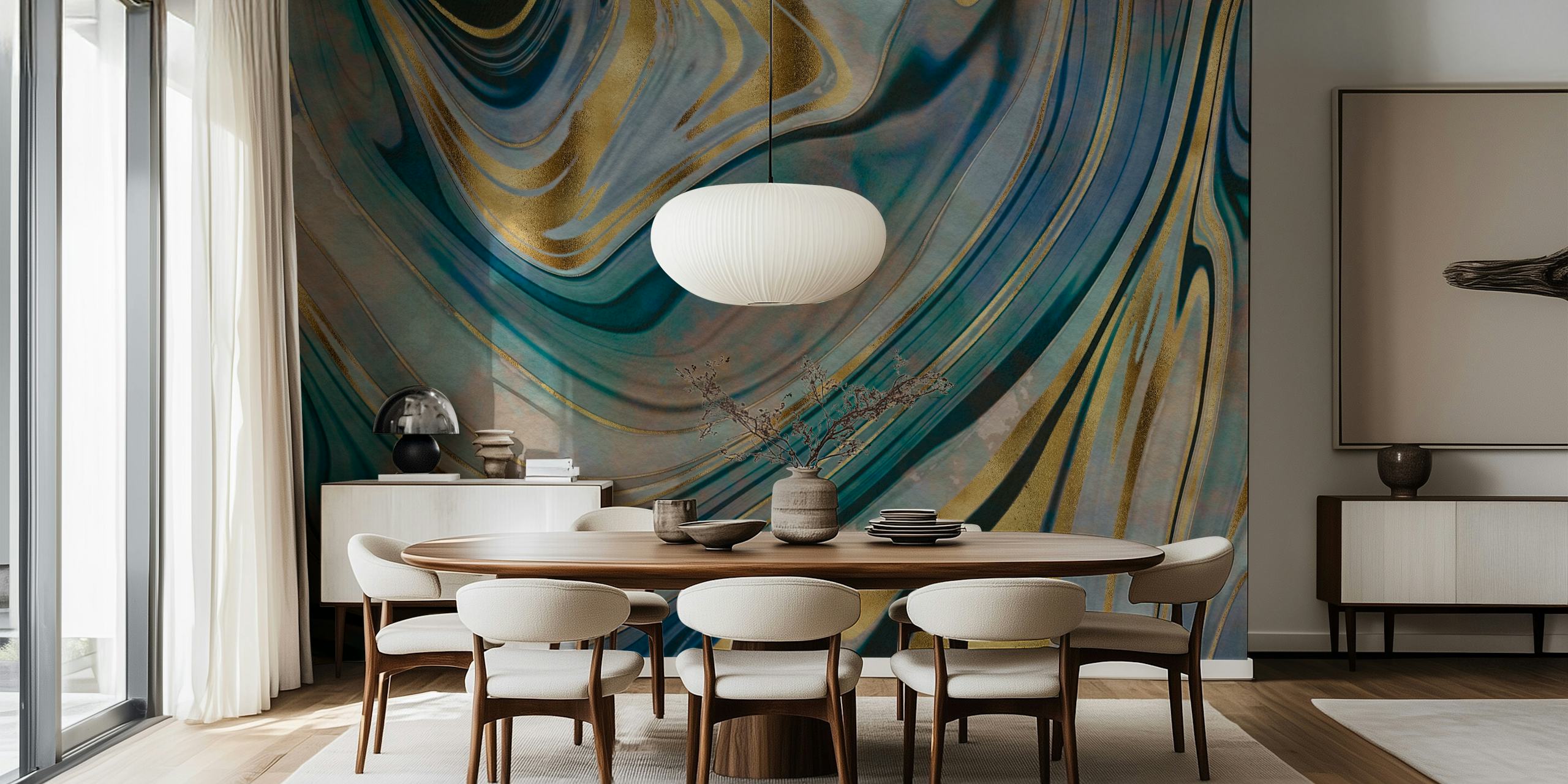 Marble Gold Green Glamour wallpaper in a room