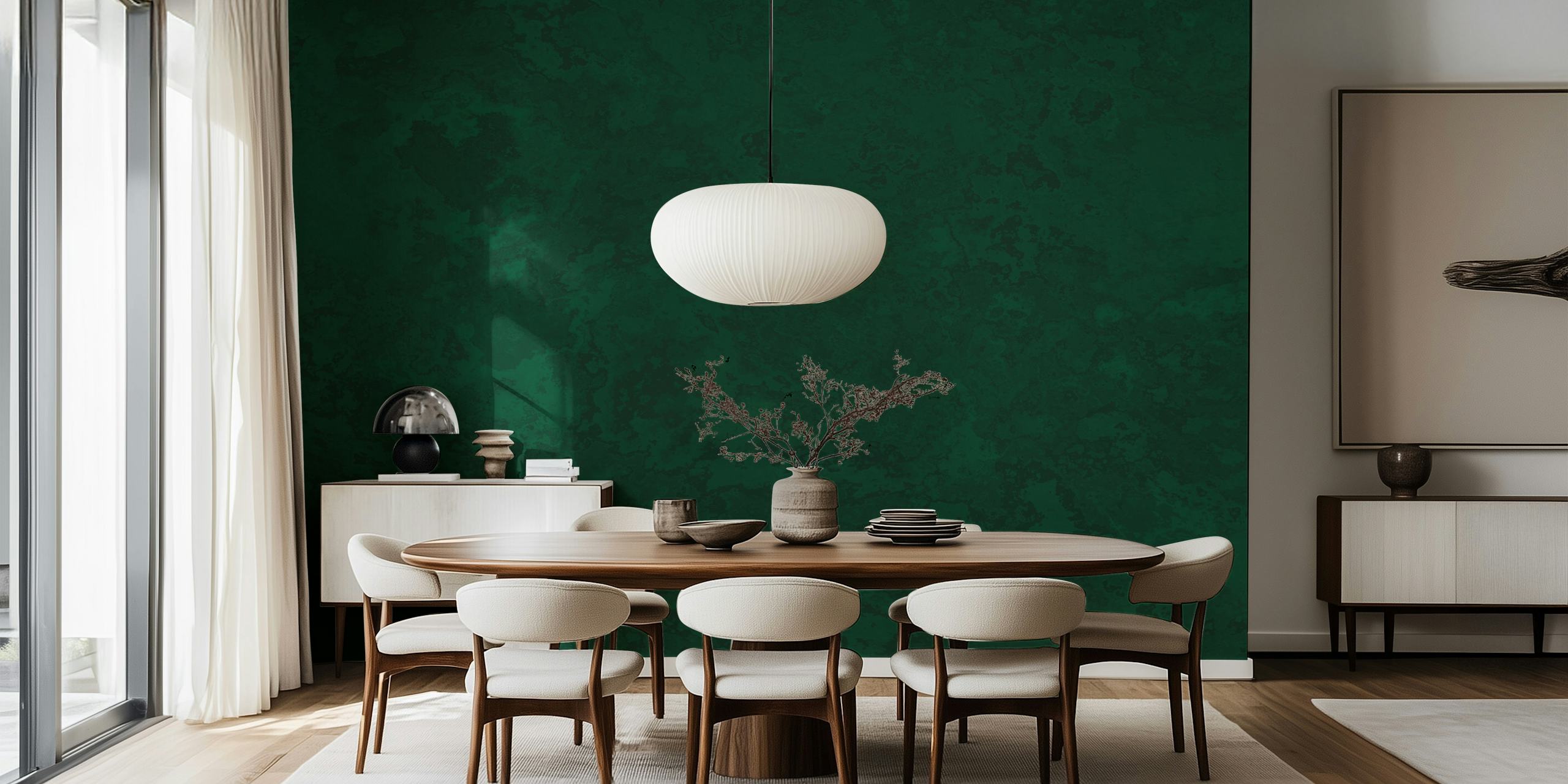 Papel pintado Emerald Green Concrete Texture en una habitación
