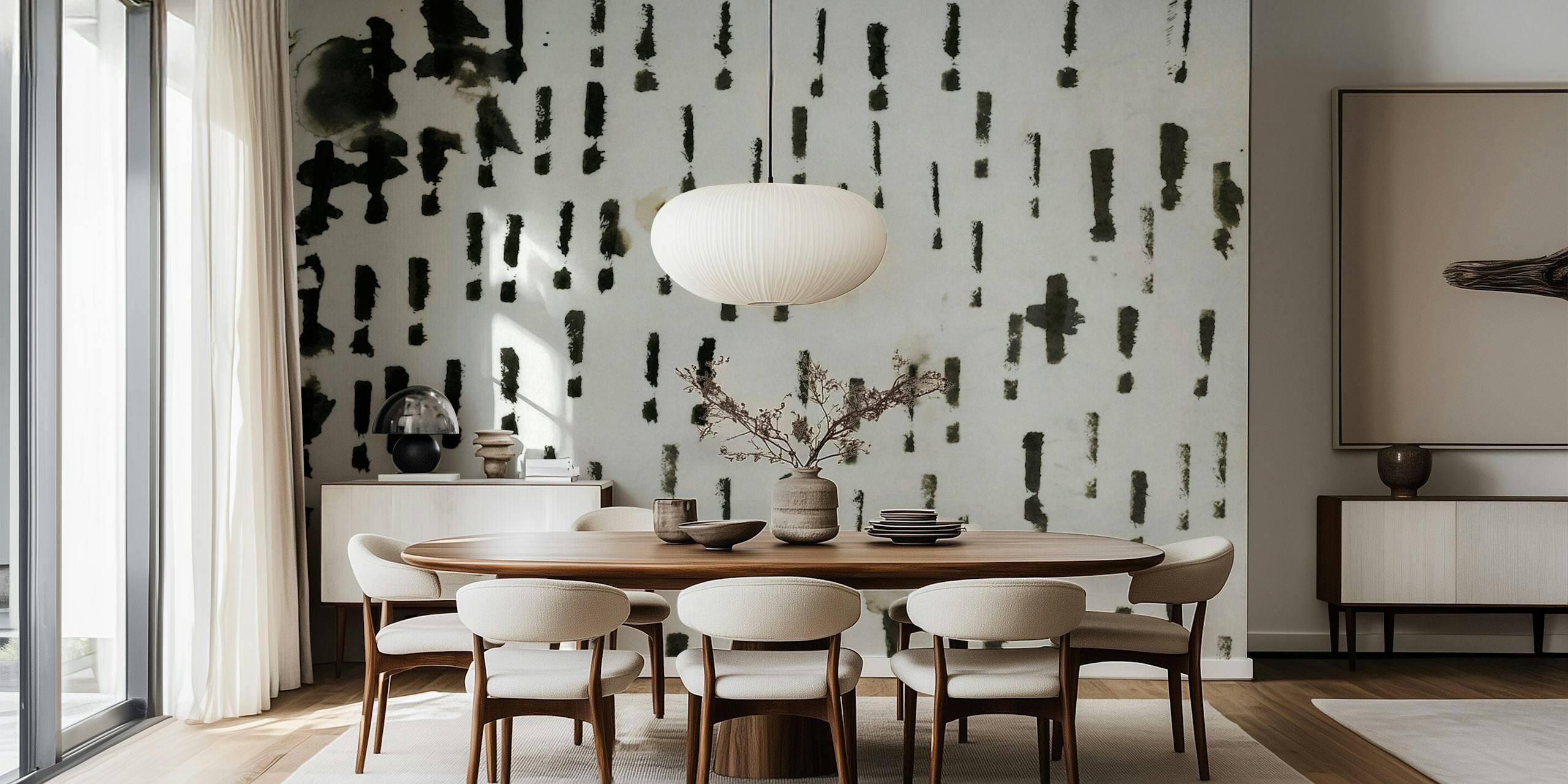 Black and white abstract pattern wallpaper with vertical marks