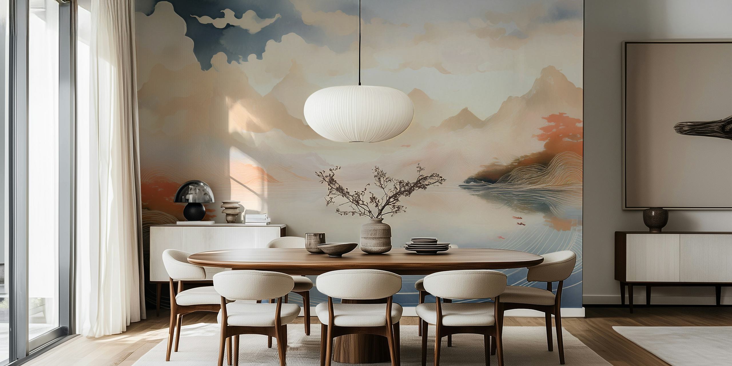 Mystical Mountain Swirl wallpaper in a room