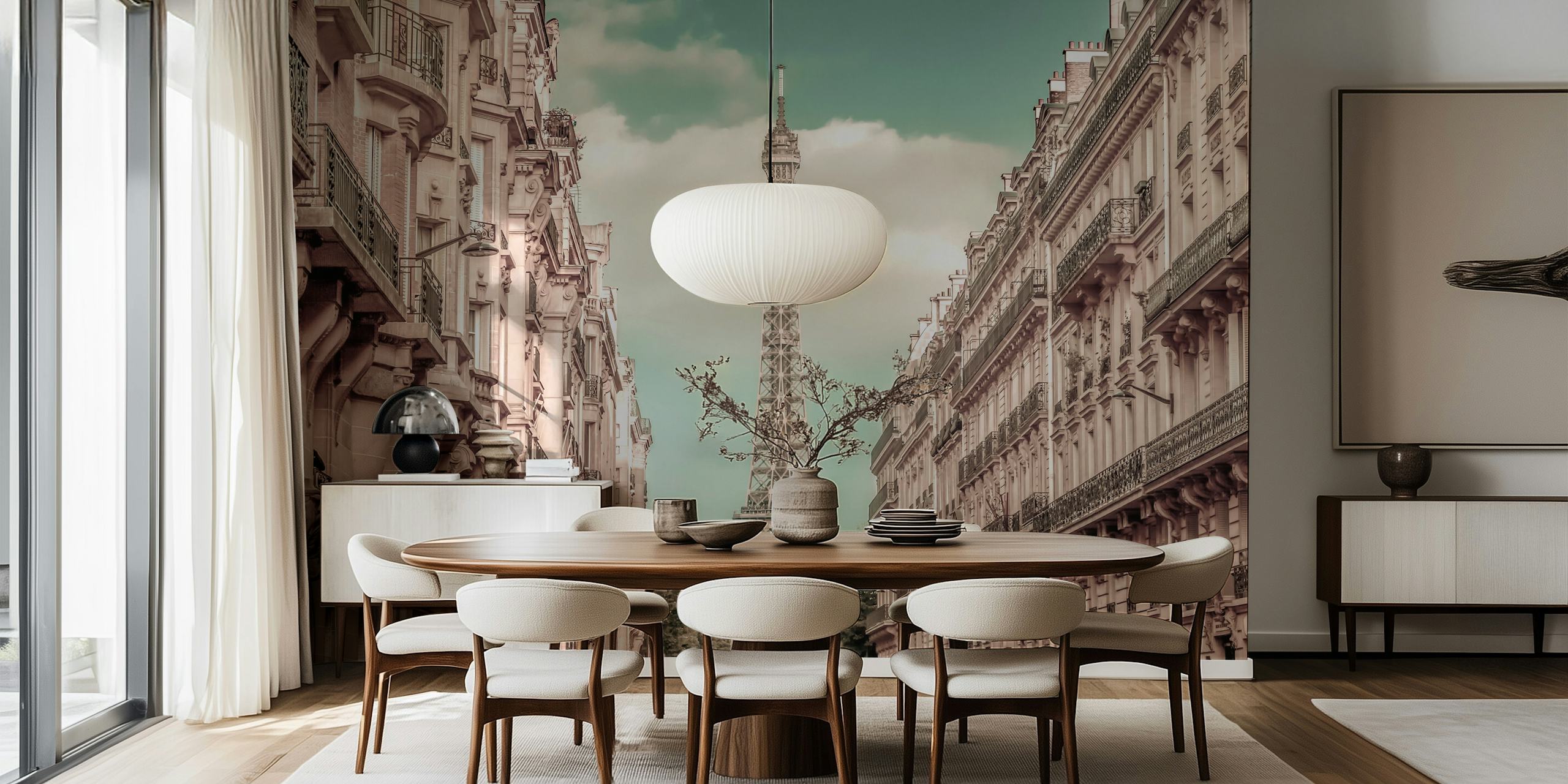 Ταπετσαρία Urban vintage style Parisian σε ένα δωμάτιο