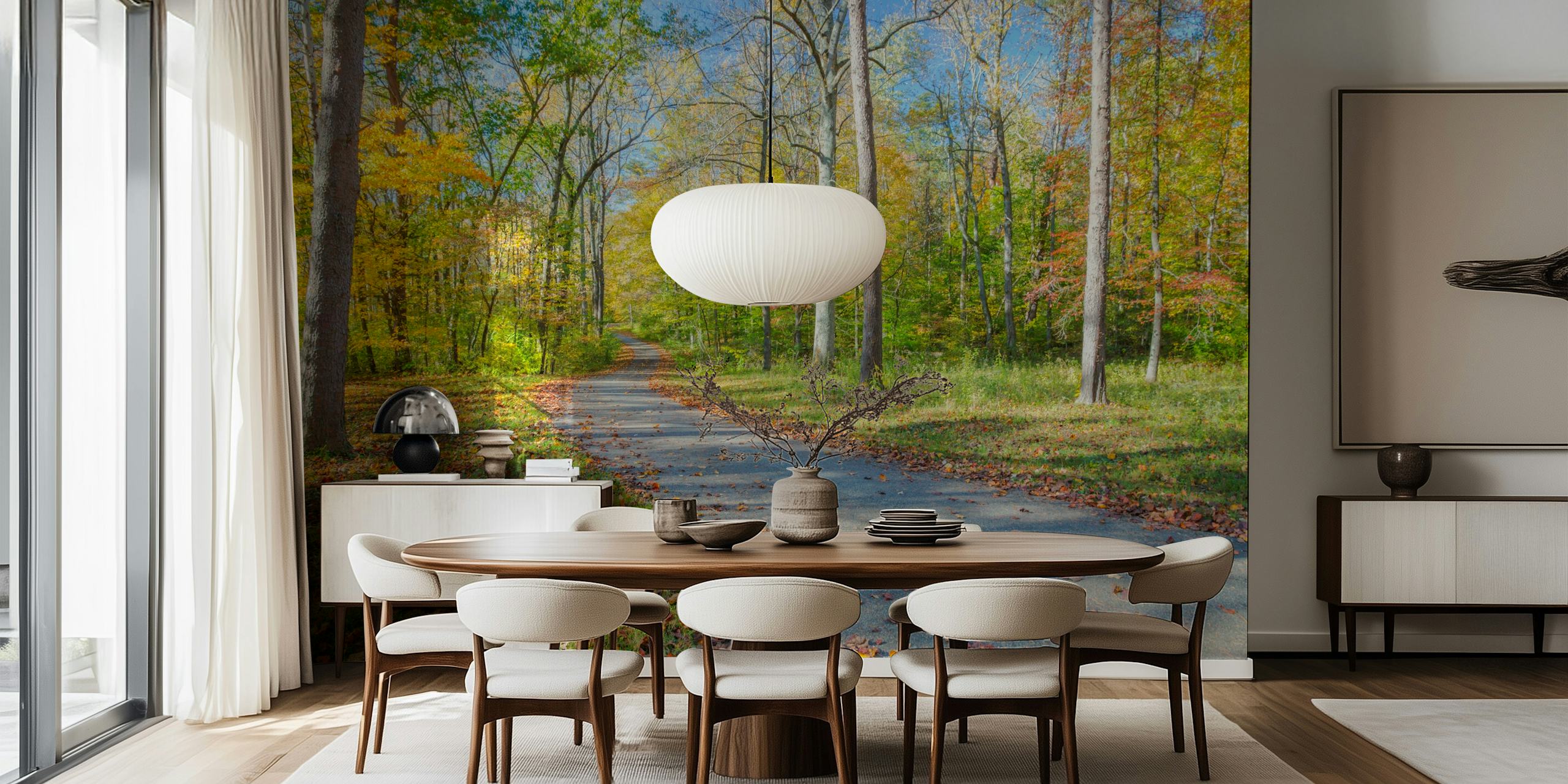 Tapeta Autumn Forest Pathway u sobi